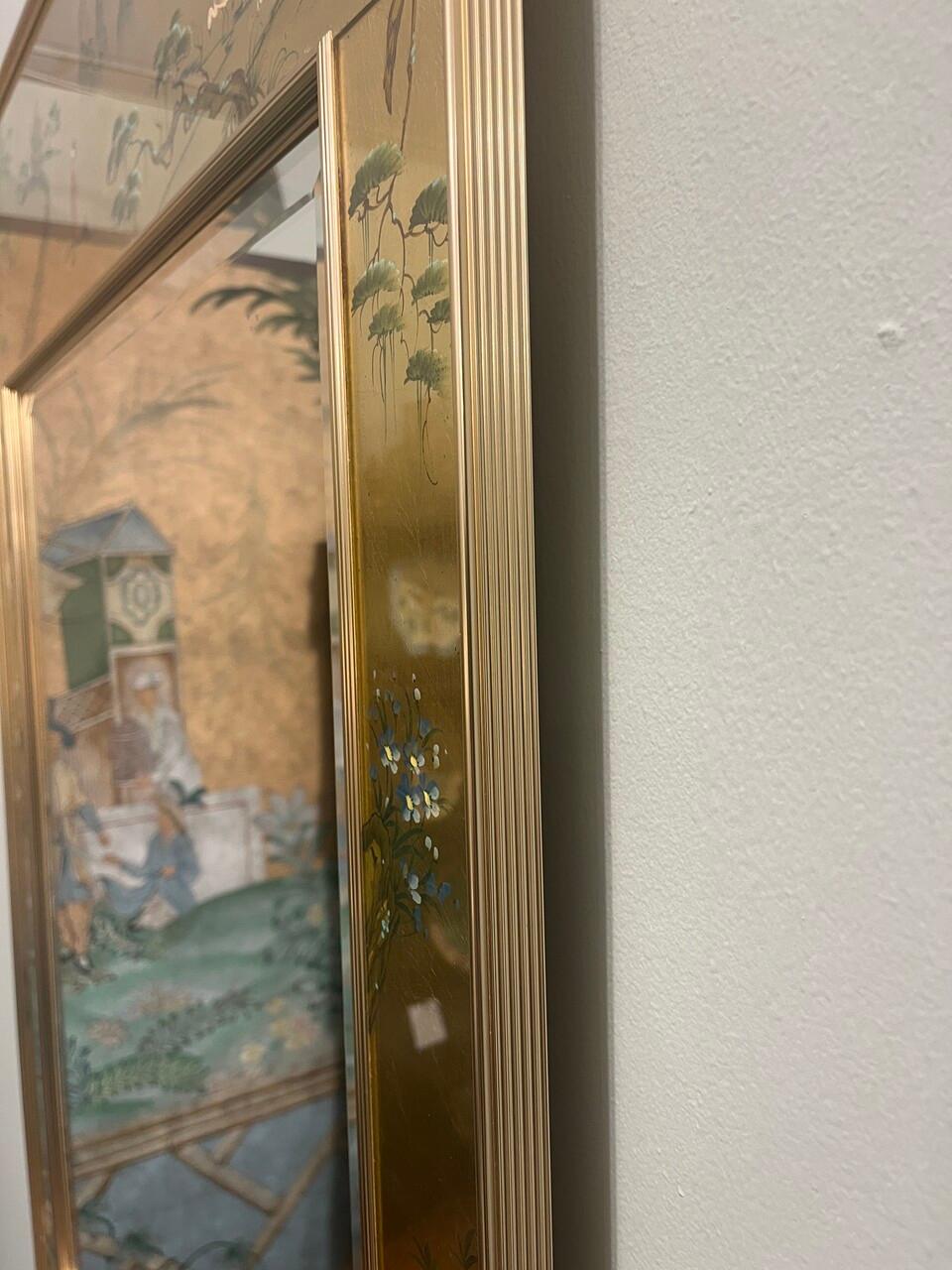 LaBarge Reverse Painted Chinoiserie Mirror 4