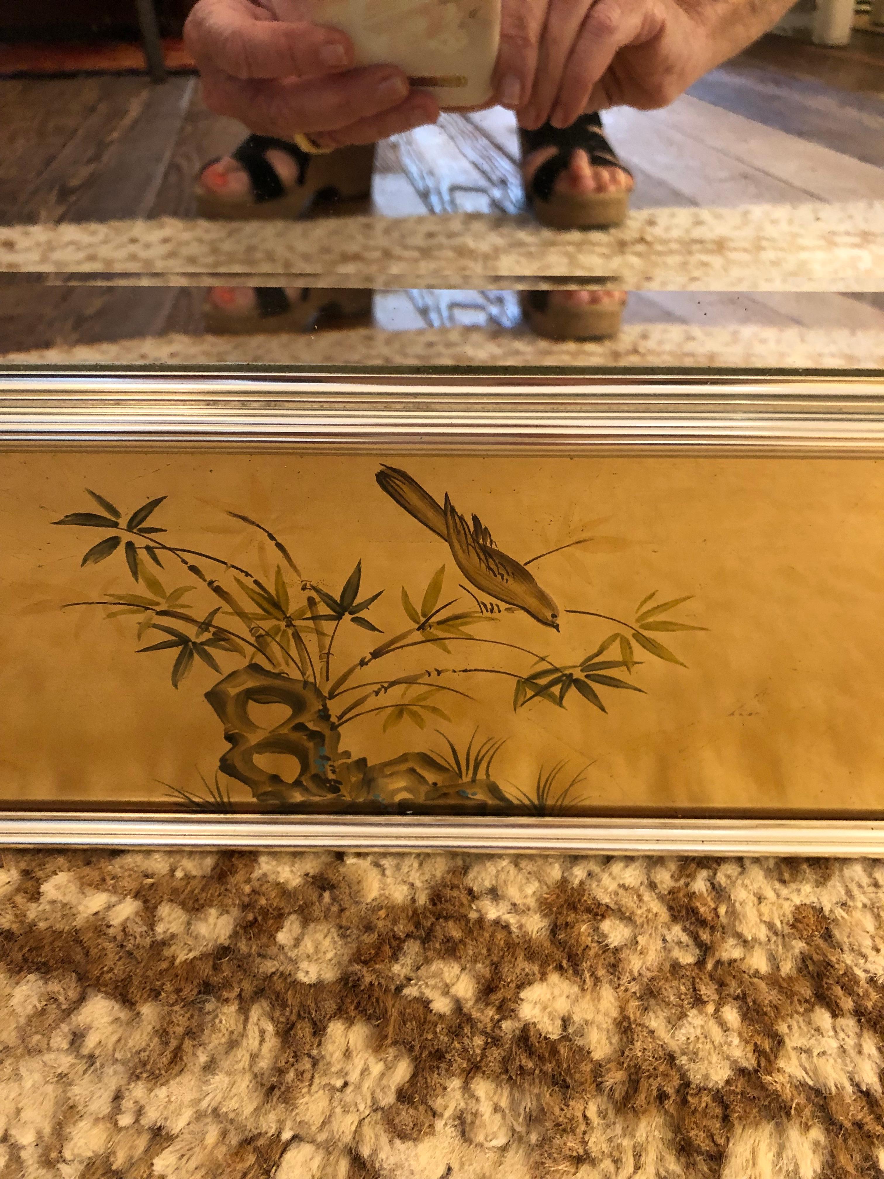 Labarge Reverse Painting on Glass Eglomise Gold Leaf Mirror In Good Condition In Hopewell, NJ