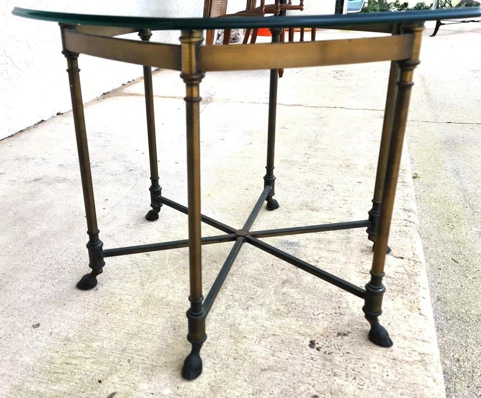 Labarge Side Table Brass Glass Hoof Footed 5