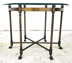 Labarge Side Table Brass Glass Hoof Footed