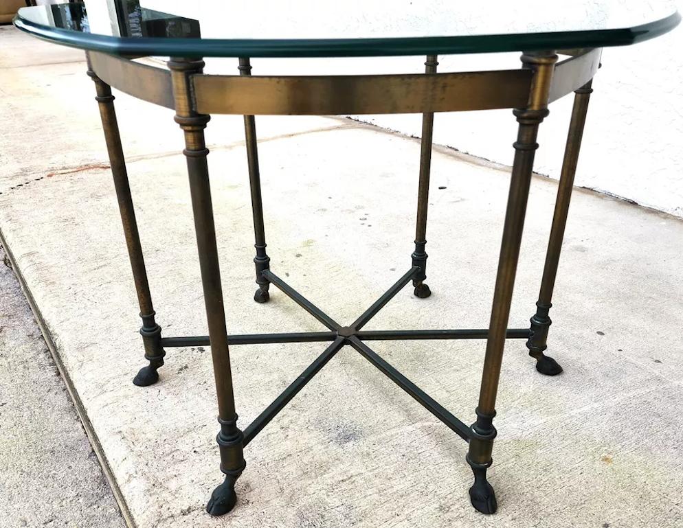 Labarge Side Table Brass Glass Hoof Footed 2