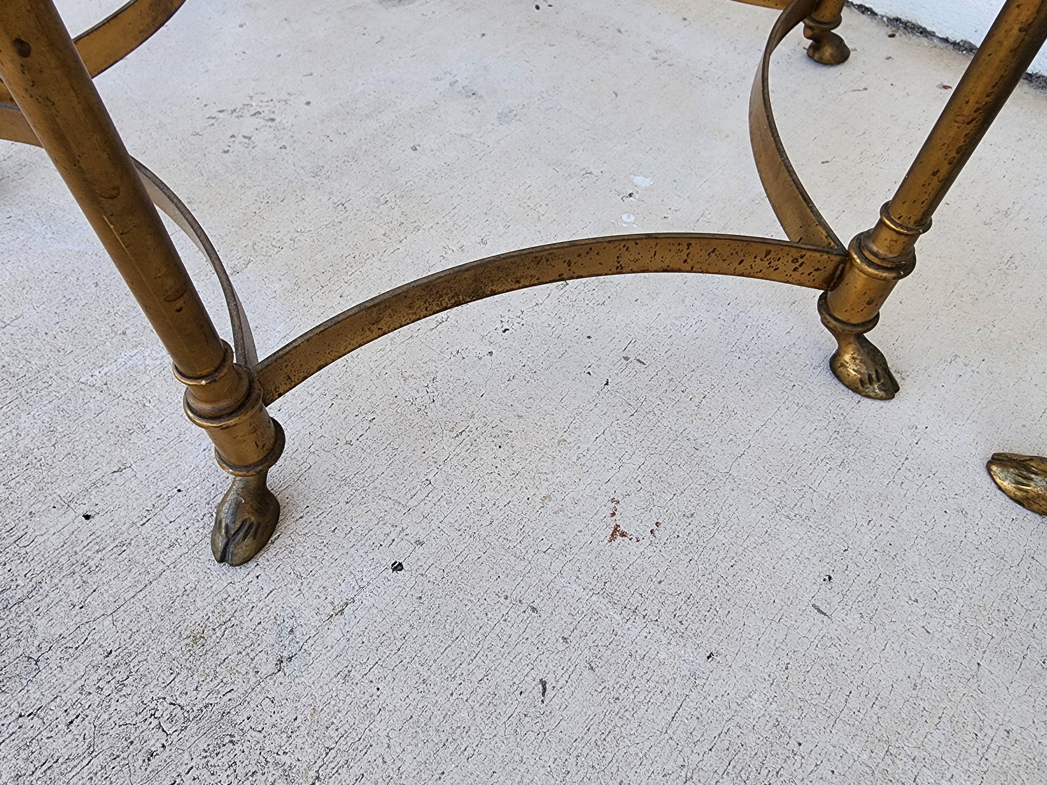 Labarge Side Tables Brass Glass Hoof Footed Octagonal For Sale 5