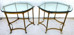 Tables d'appoint Labarge Laiton Verre Pieds de sabot Octogonal