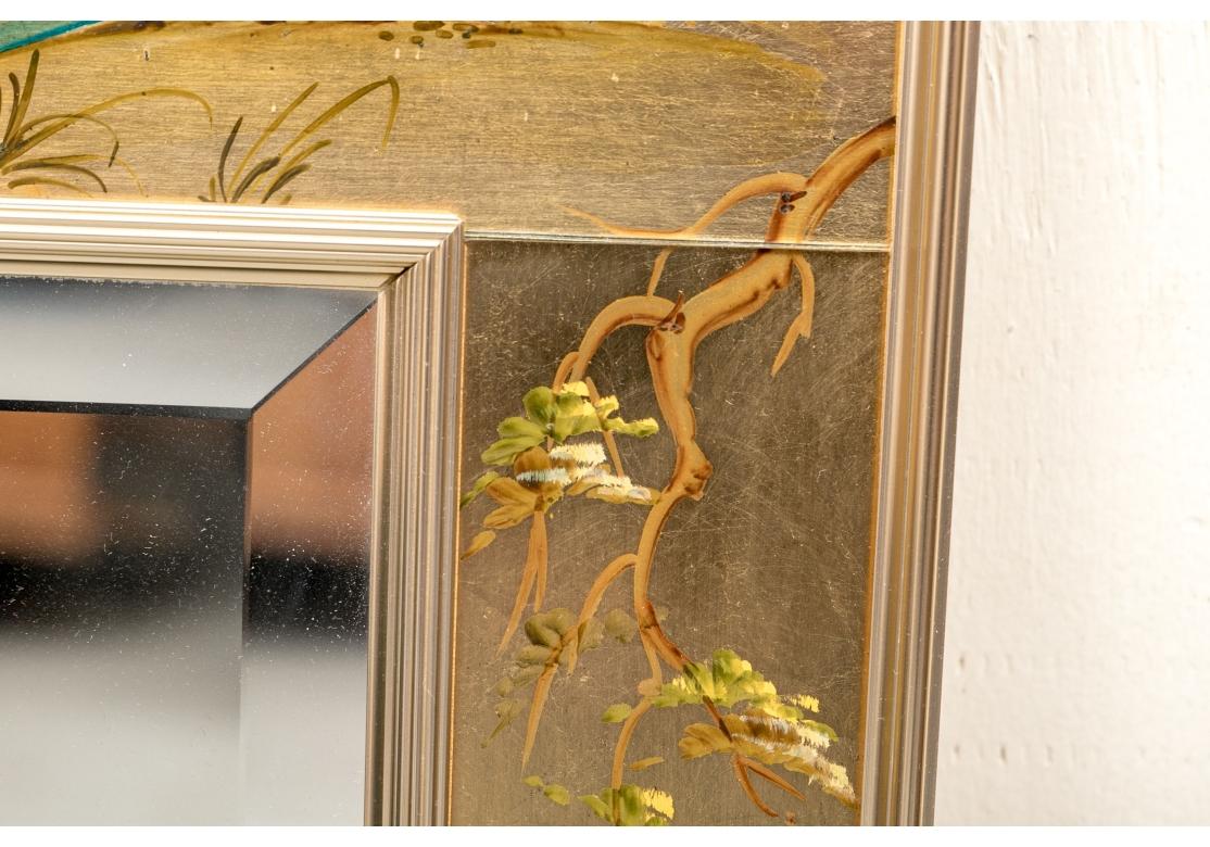 LaBarge Signed Gilt Eglomise Chinoiserie Mirror For Sale 5