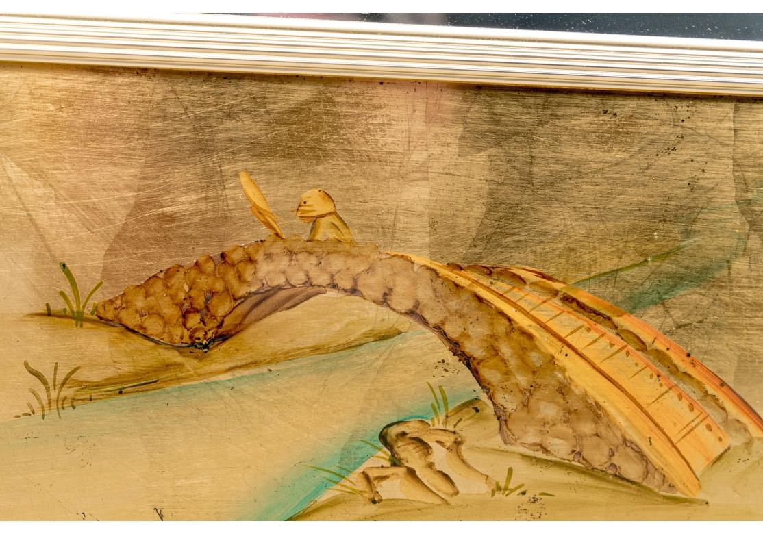 LaBarge Signed Gilt Eglomise Chinoiserie Mirror For Sale 7