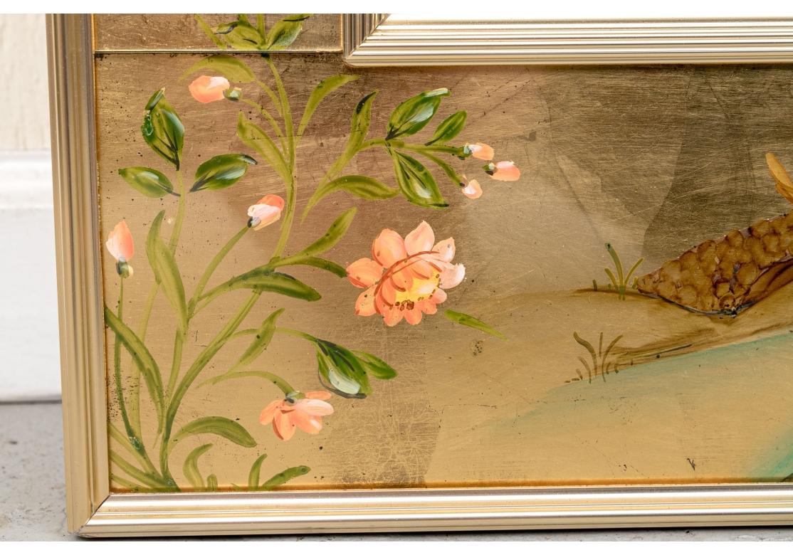 20th Century LaBarge Signed Gilt Eglomise Chinoiserie Mirror For Sale