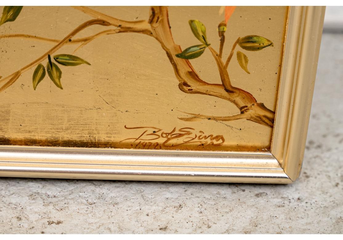 LaBarge Signed Gilt Eglomise Chinoiserie Mirror For Sale 1
