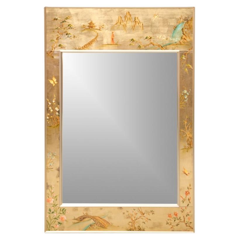 LaBarge Espejo de Chinoiserie Eglomise Dorado Firmado