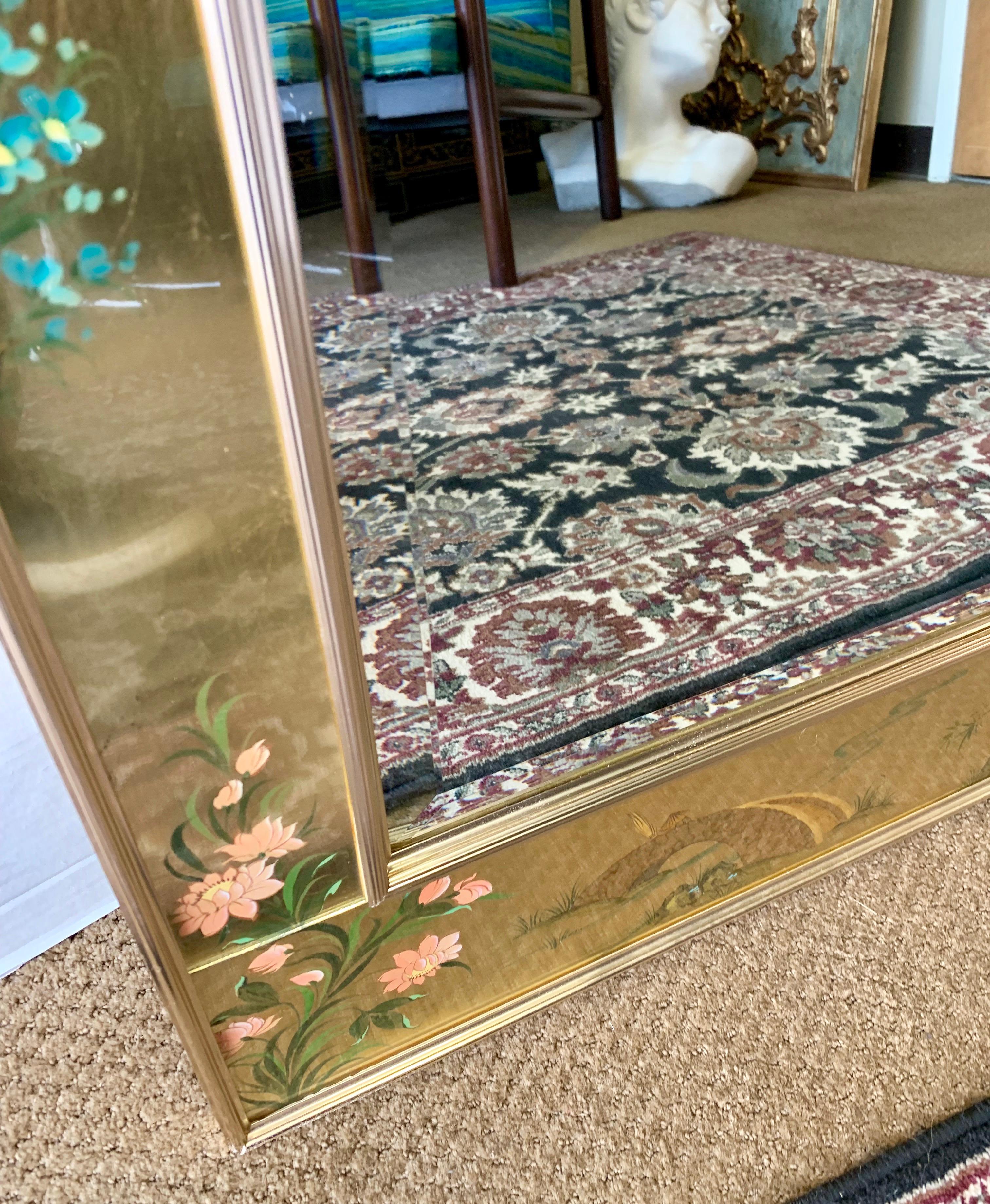 Late 20th Century LaBarge Signed Mirror Gold Leaf Eglomise Signed