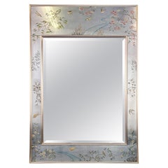 LaBarge Silver Leaf Eglomise Mirror Mid Century 1982 Vintage LaBarge Silver Leaf Eglomise Mirror Mid Century 1982