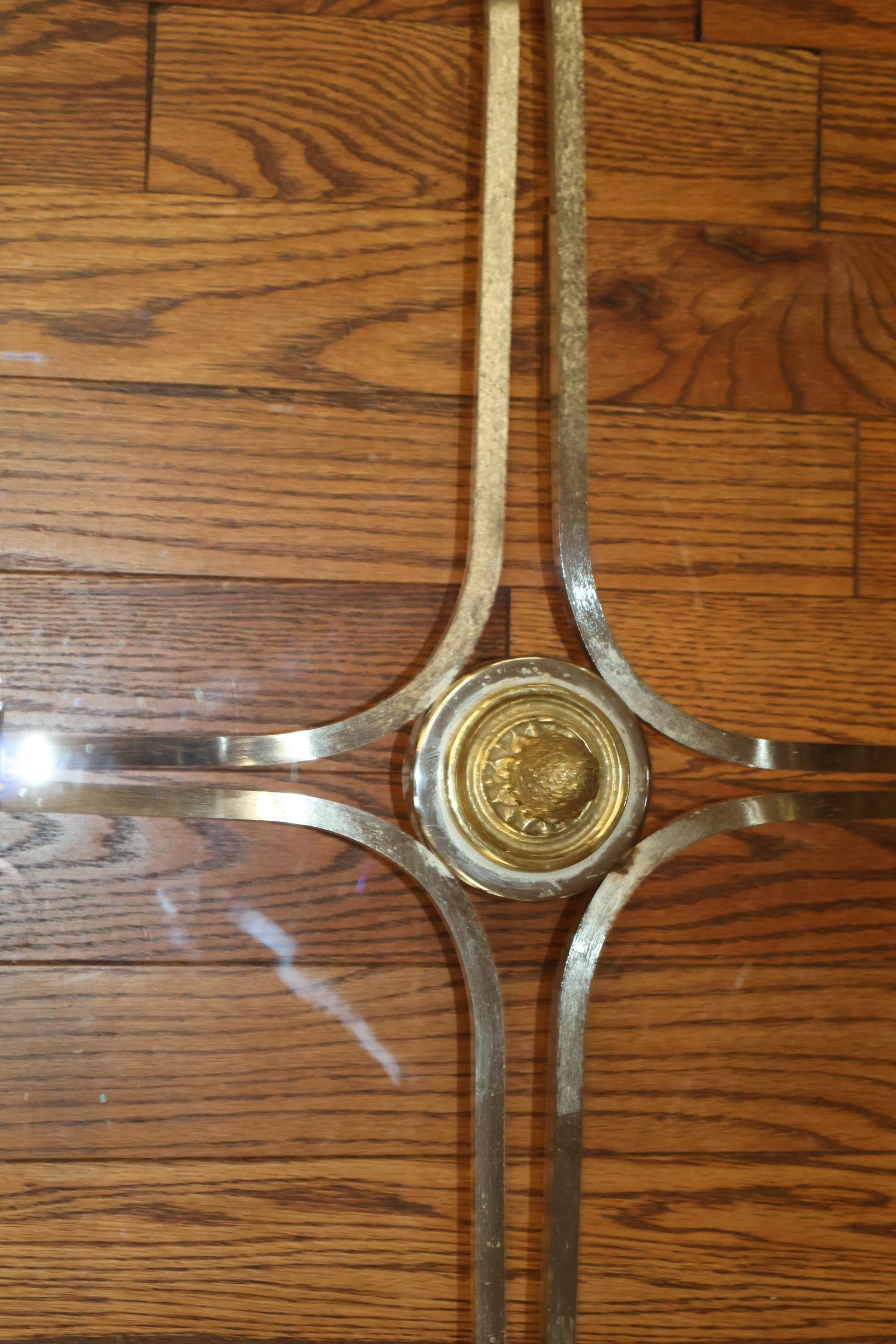Labarge Steel And Brass Hollywood Regency Jansen Style Glass Top Coffee Table For Sale 6