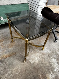LaBarge Style Brass and Glass End Table