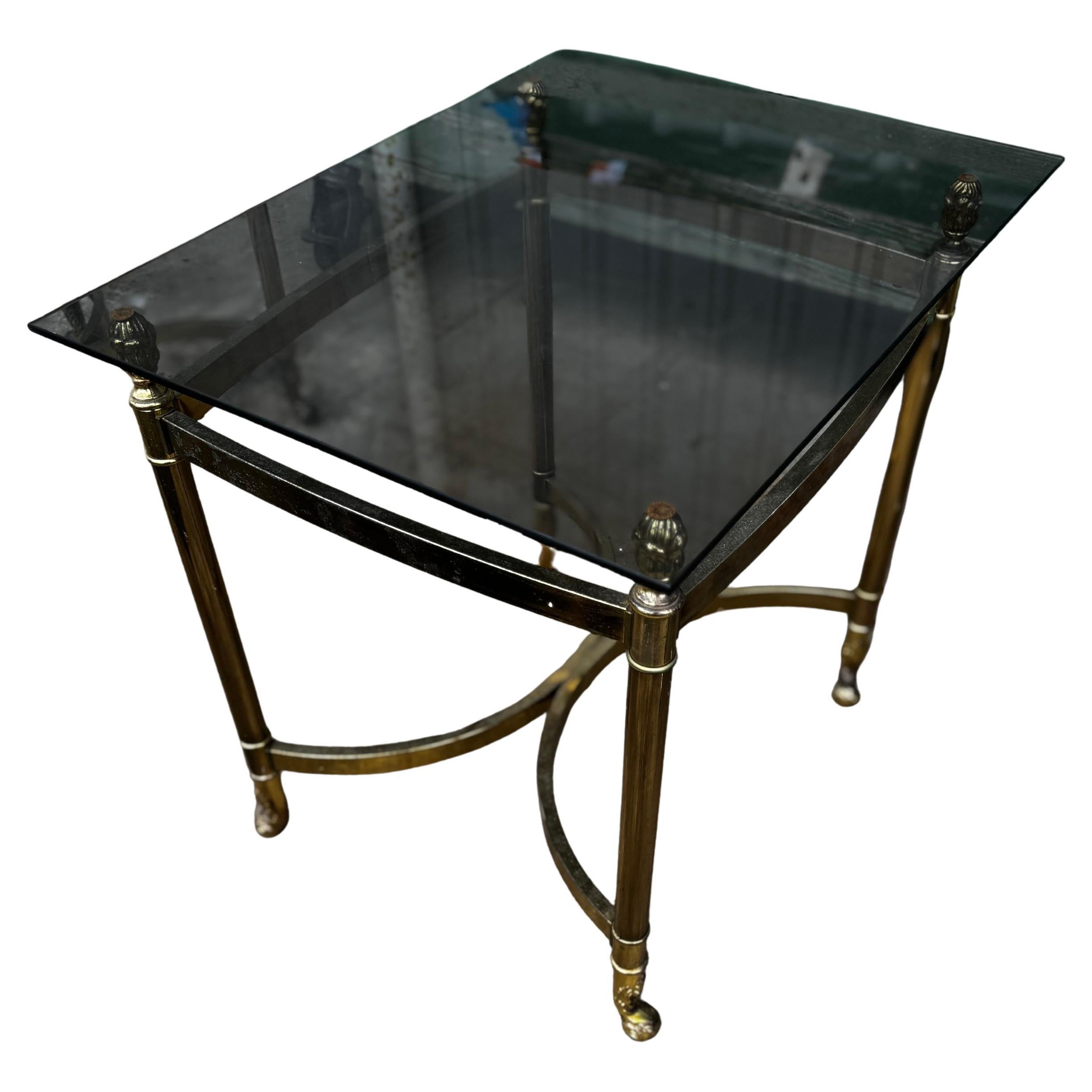 LaBarge Style Brass and Glass End Table For Sale