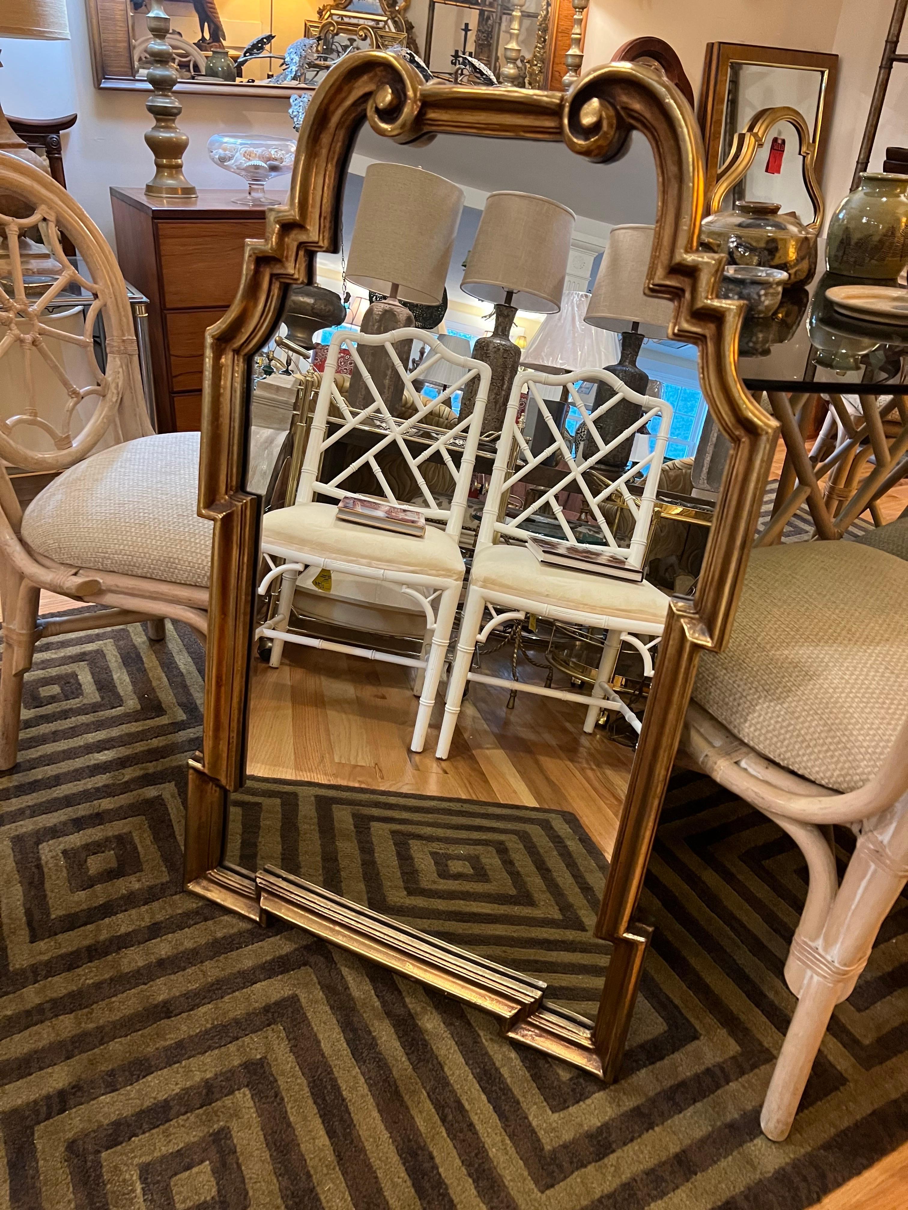 LaBarge Style Gold Leaf Wall Mirror In Good Condition For Sale In Redding, CT