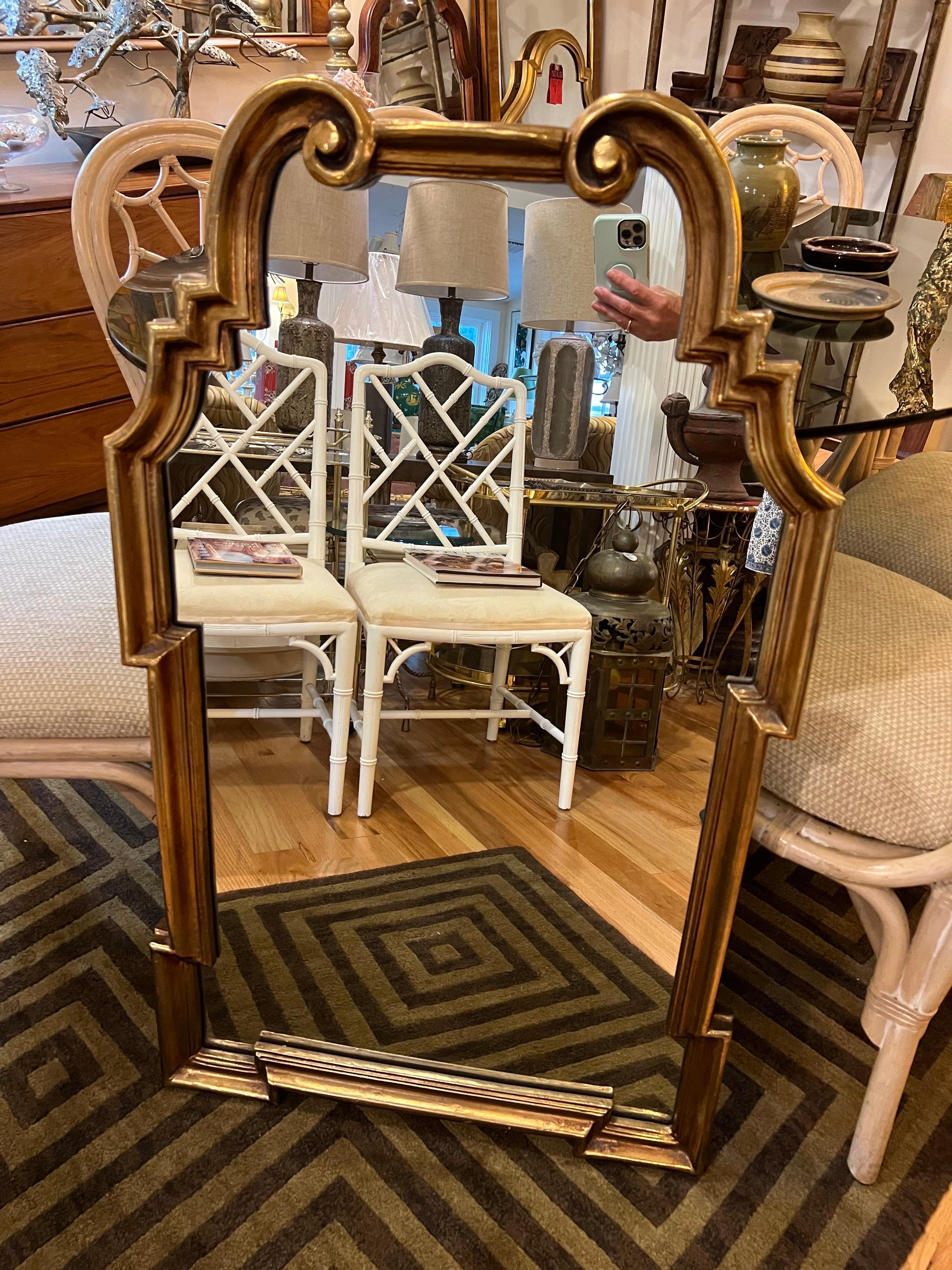 LaBarge Style Gold Leaf Wall Mirror For Sale 1