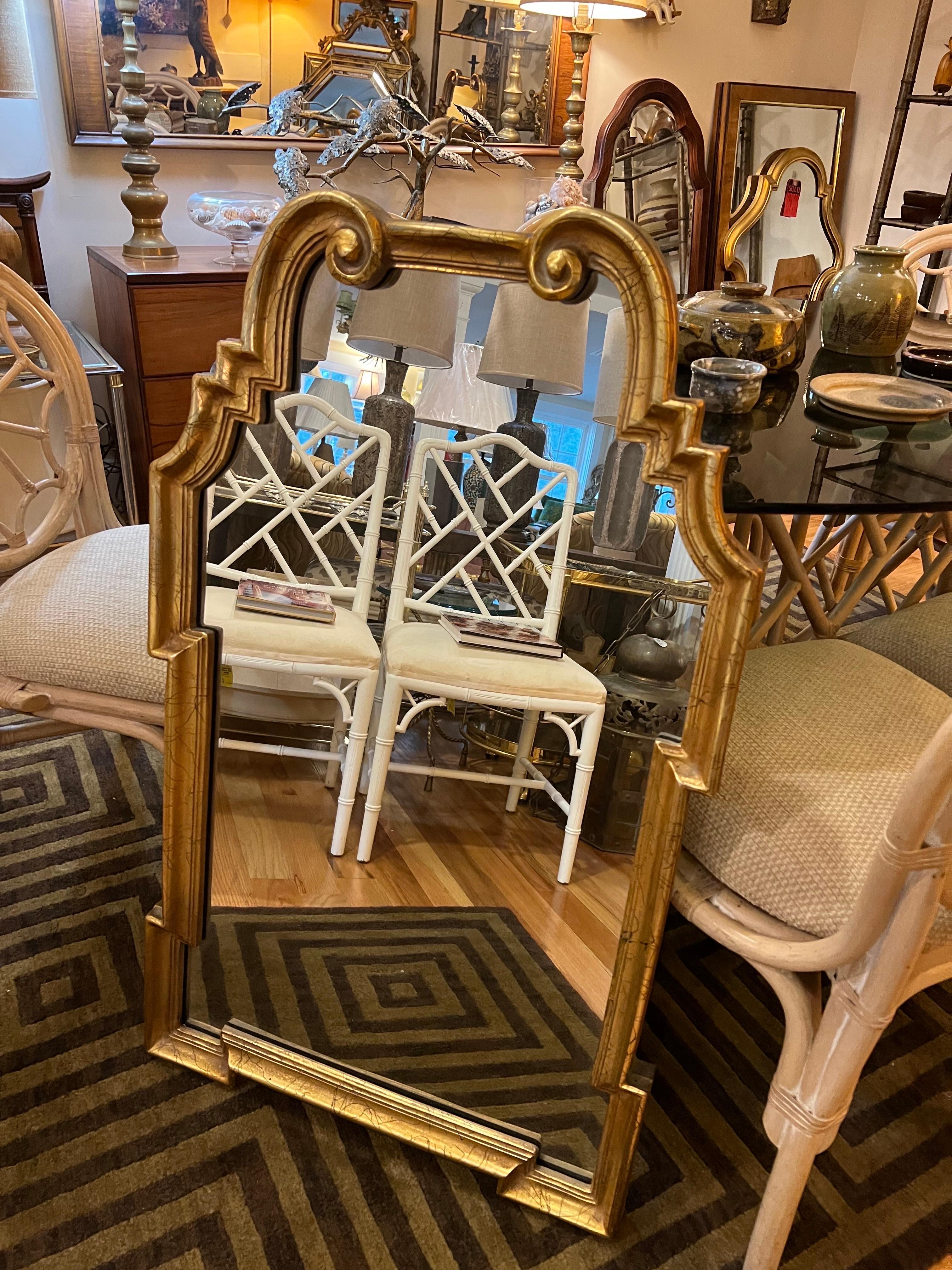 Late 20th Century LaBarge Style Gold Leaf Wall Mirror For Sale