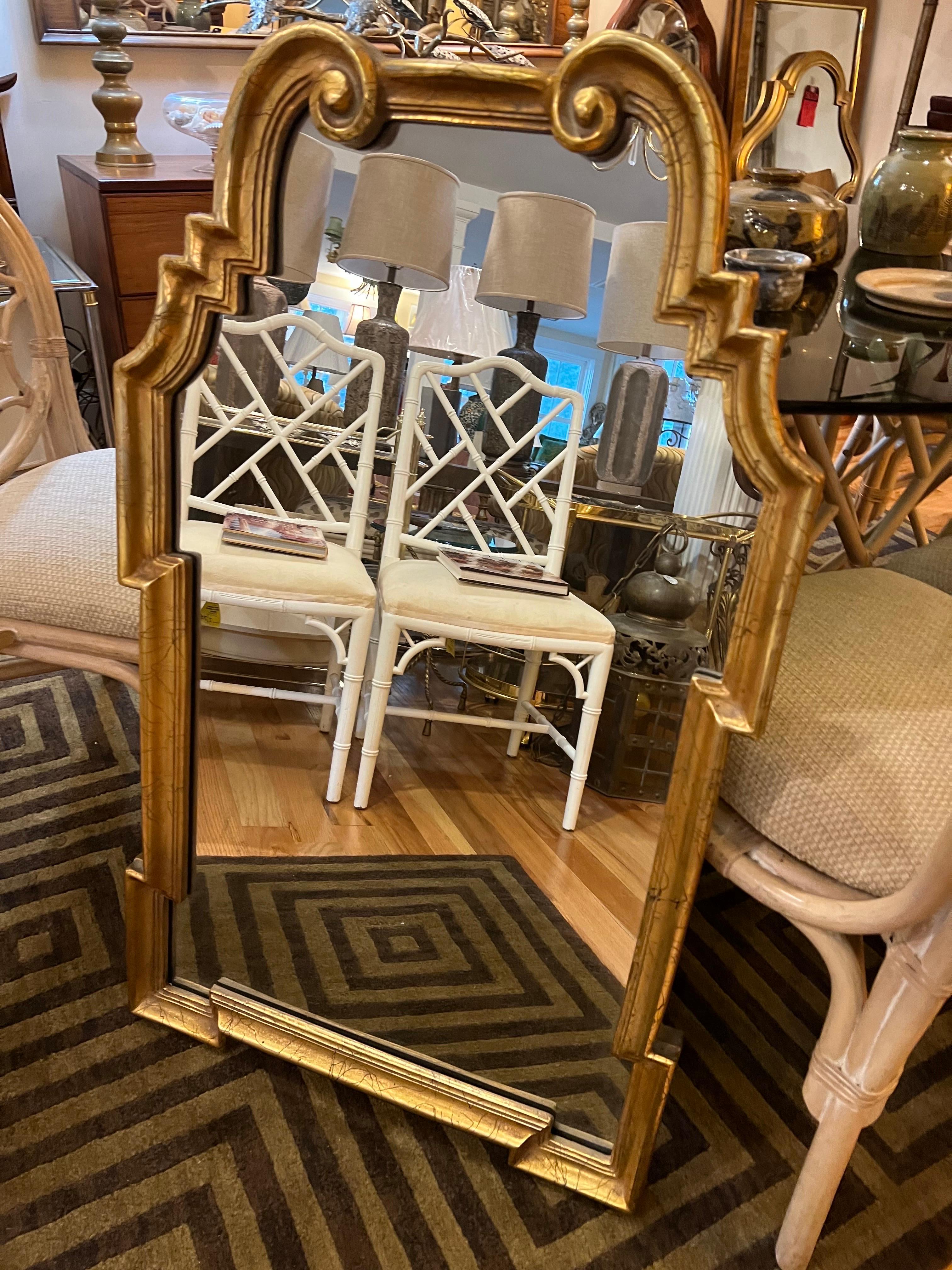 Composition LaBarge Style Gold Leaf Wall Mirror For Sale