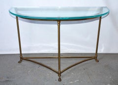 Labarge Style Hoof Footed Brass Demilune Console Table