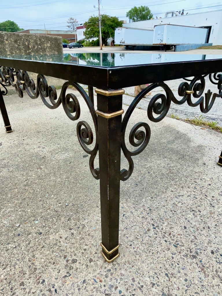 LaBarge Wrought Iron, Brass & Glass Cocktail Table For Sale 5