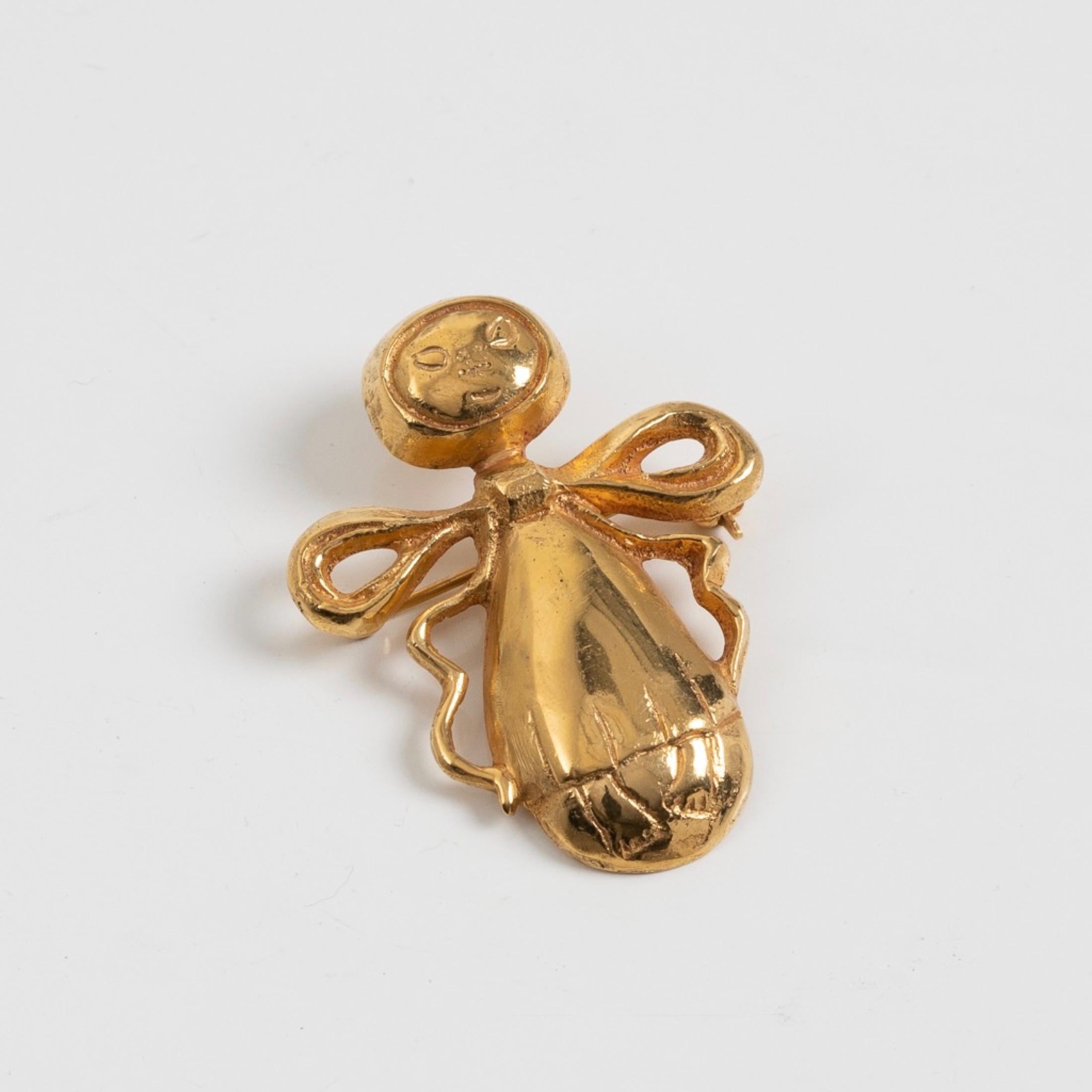 L’abeille Hybride 'the Hybrid Bee' by Line Vautrin, Gilt Bronze Brooch, France In Good Condition In Brussels, BE