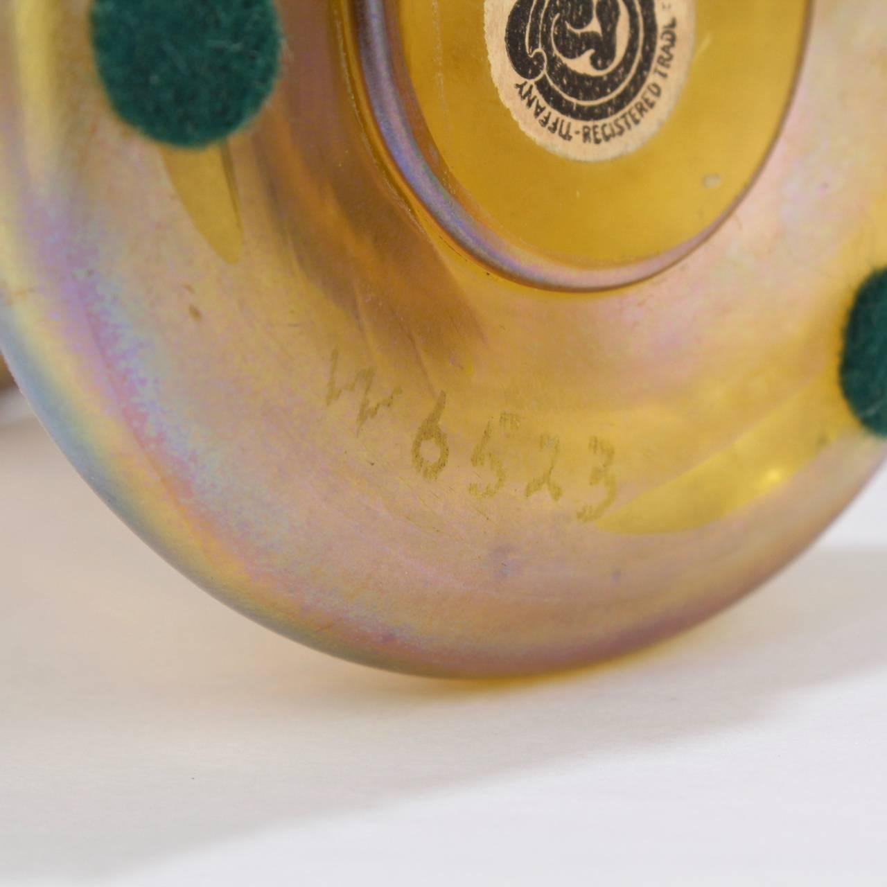 Labeled Antique Tiffany Favrile Iridescent Art Glass Vase 2