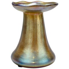 Labeled Antique Tiffany Favrile Iridescent Art Glass Vase