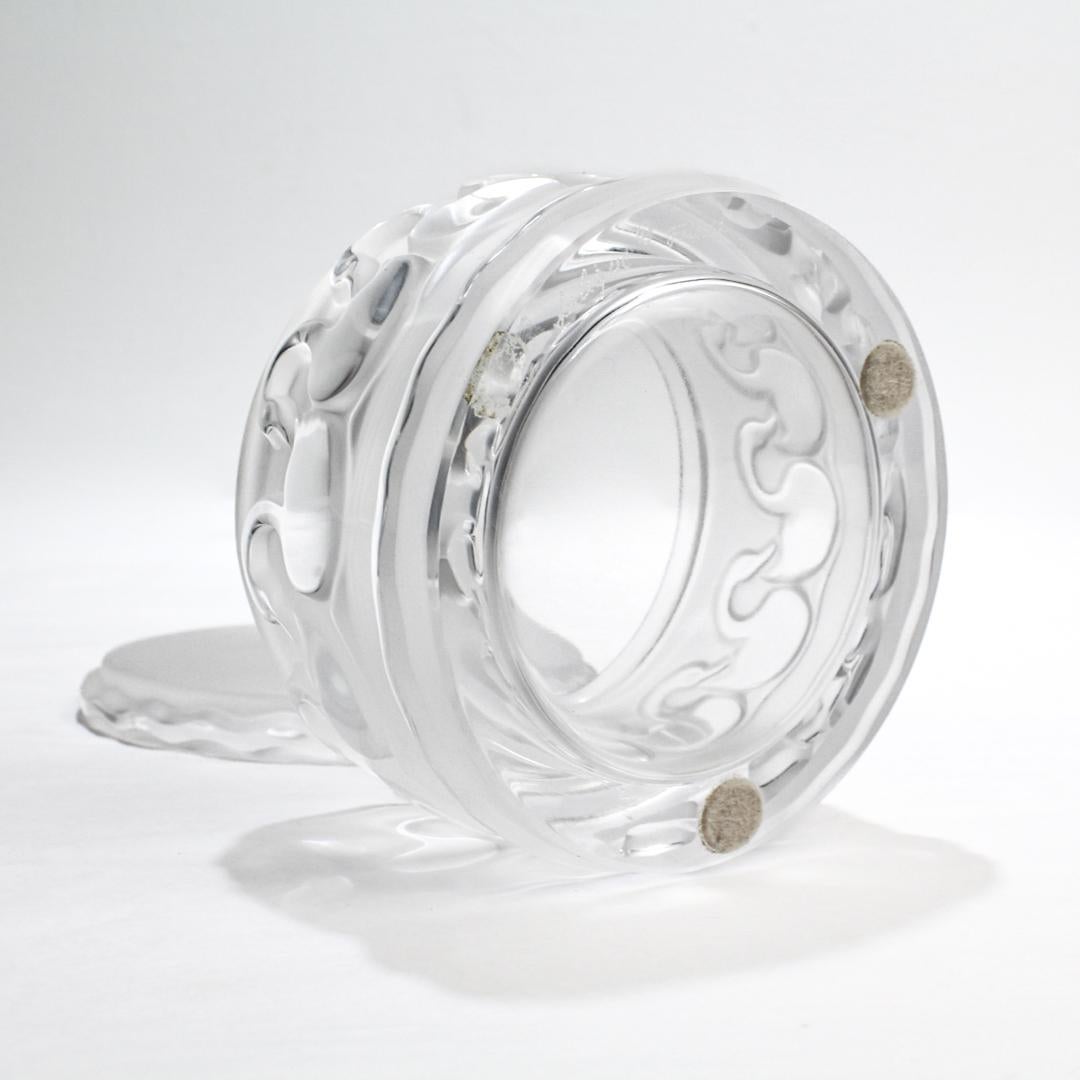 Labeled Lalique Crystal Swans Covered Box For Sale 2