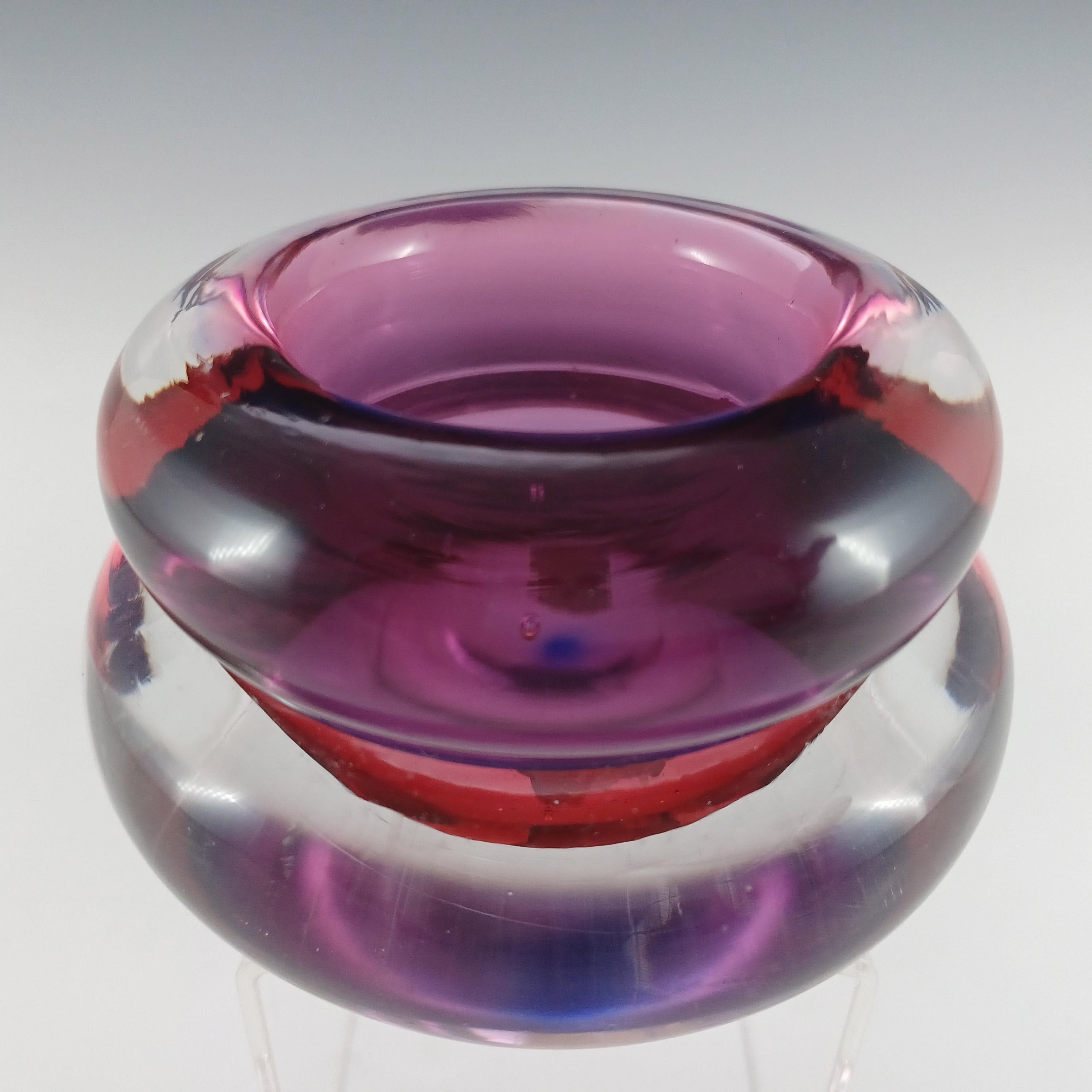 Hand-Crafted LABELLED Archimede Seguso Murano Sommerso Glass Candle Holder For Sale