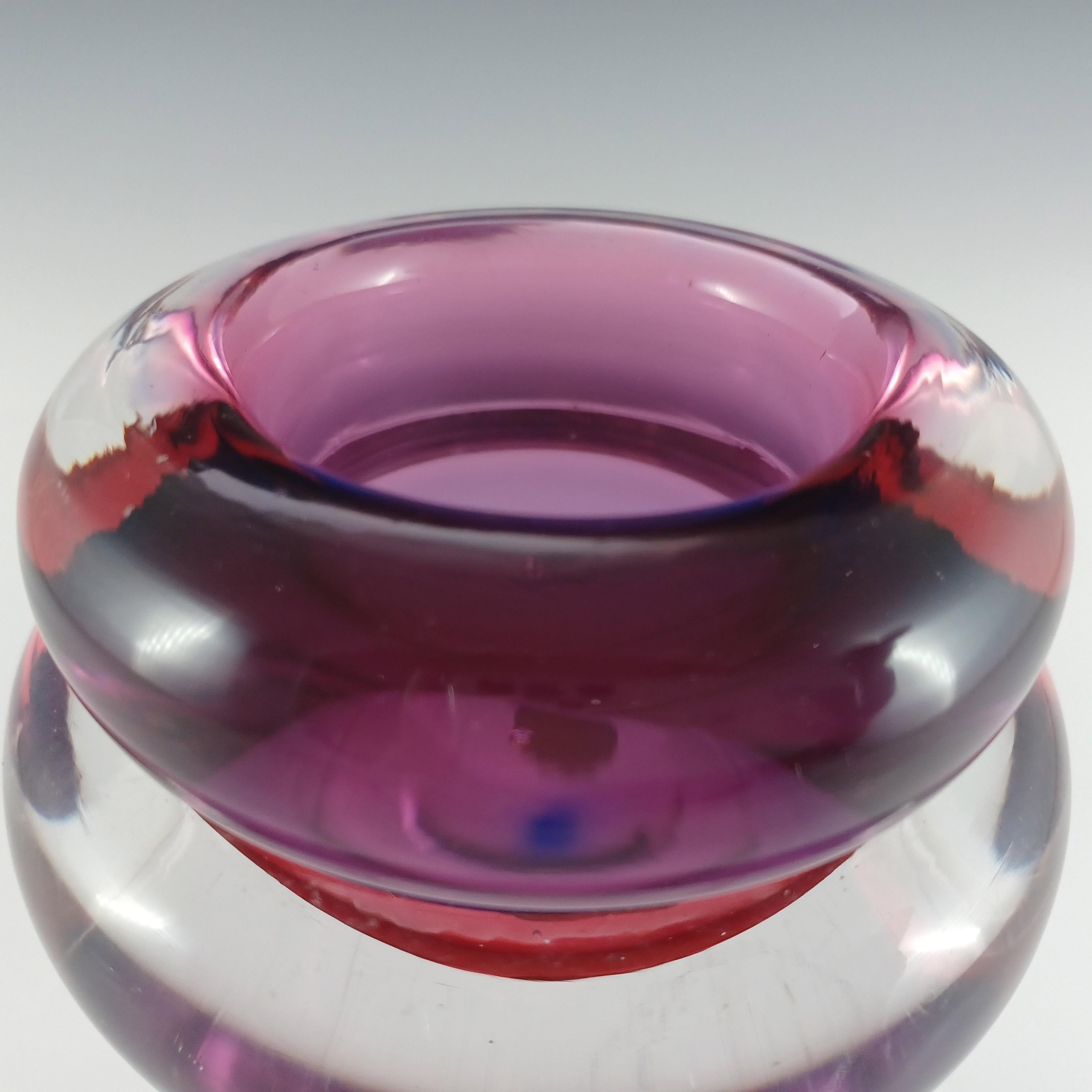 Mid-20th Century LABELLED Archimede Seguso Murano Sommerso Glass Candle Holder For Sale