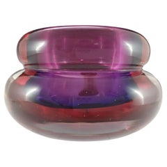 LABELLED Archimede Seguso Murano Sommerso Glass Candle Holder