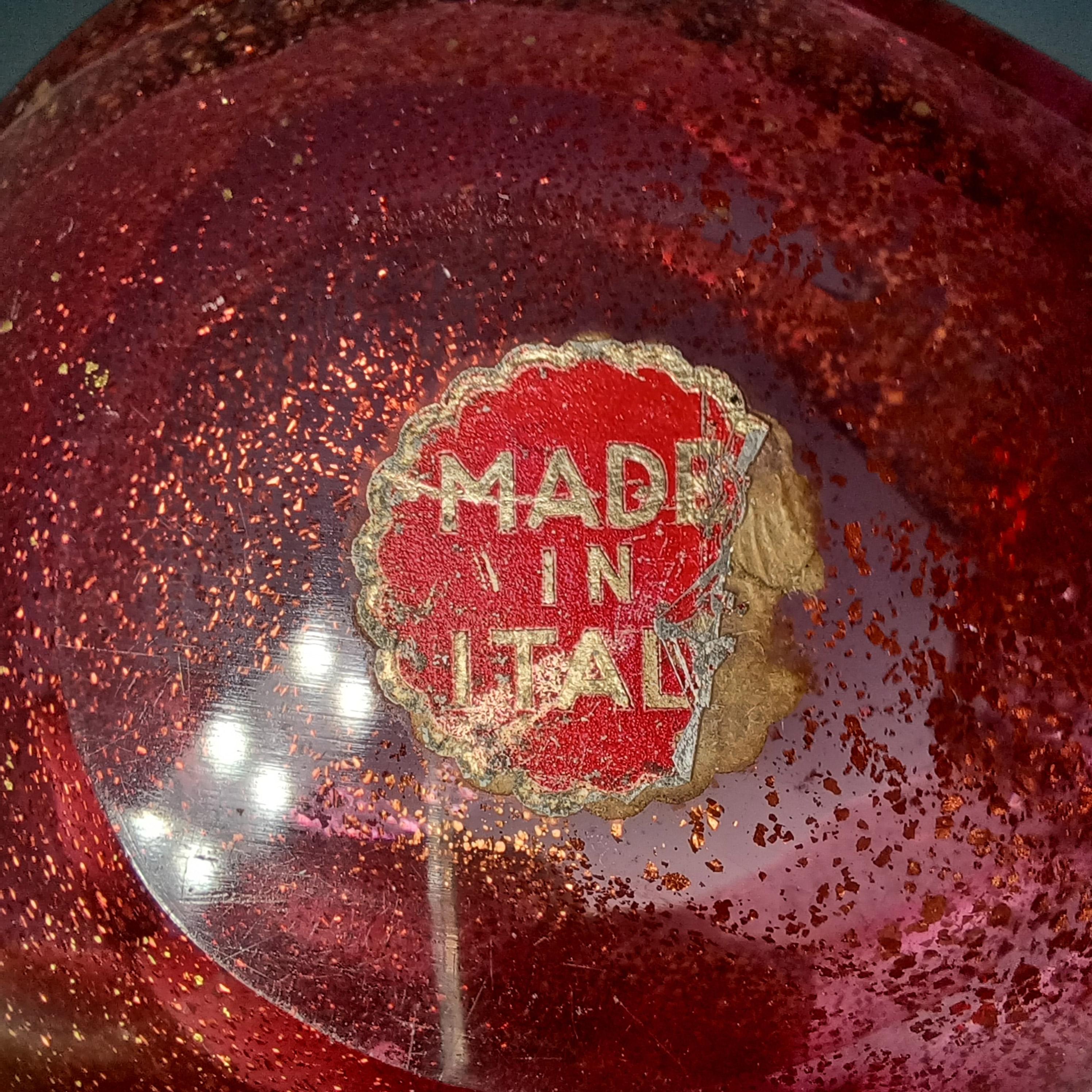 Mid-Century Modern LABELLED Archimede Seguso Polveri Gold Leaf Glass Shell Bowl