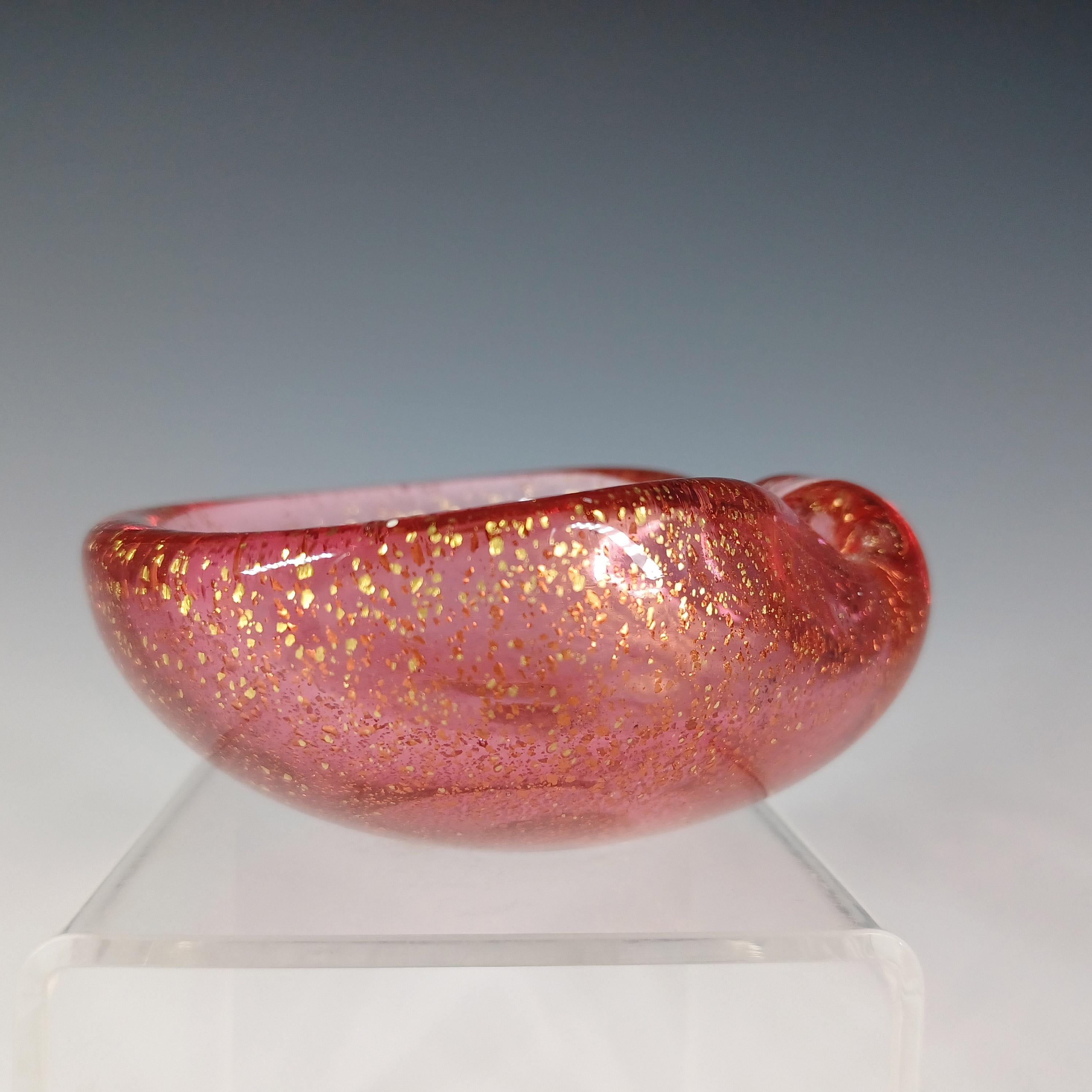 Italian LABELLED Archimede Seguso Polveri Gold Leaf Glass Shell Bowl