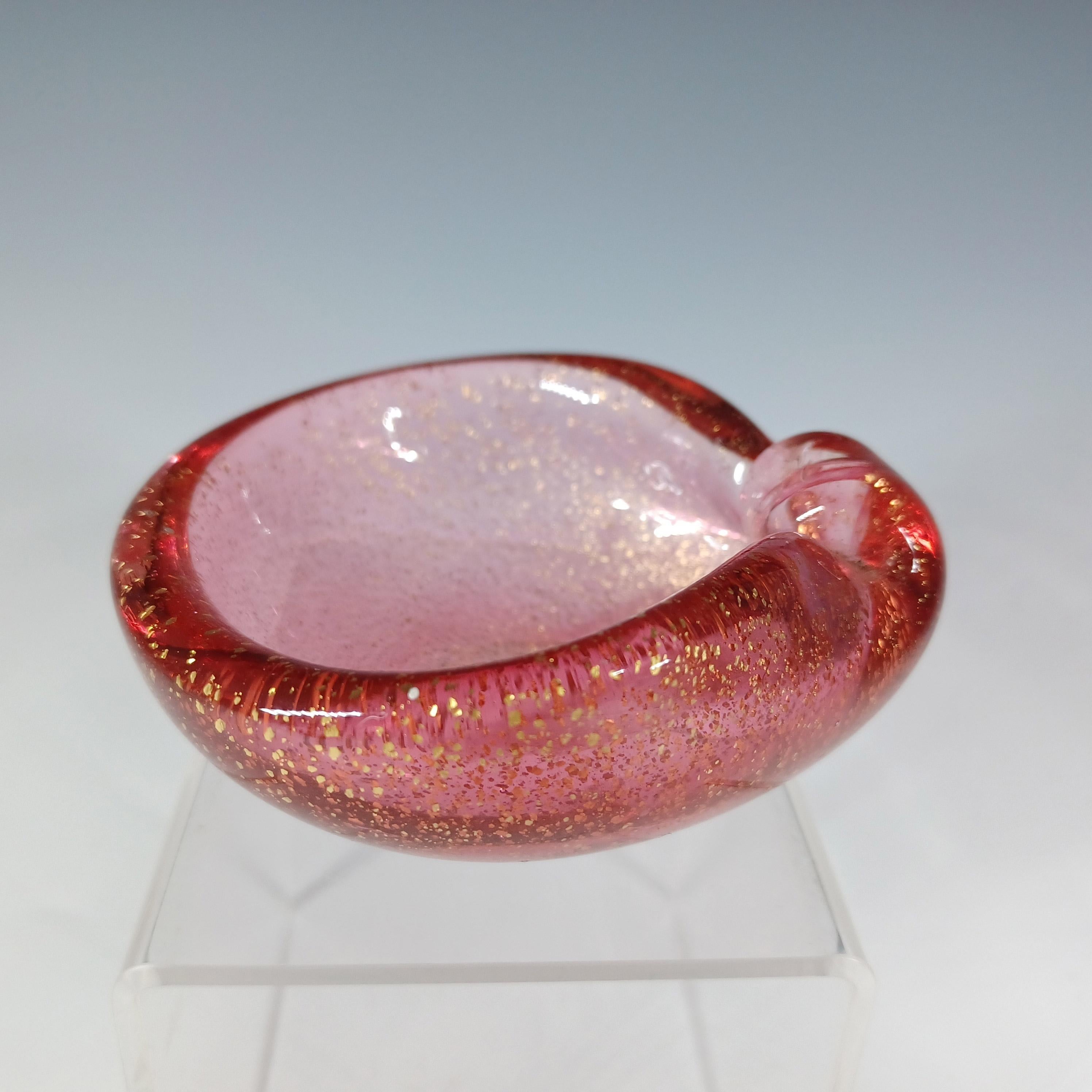 LABELLED Archimede Seguso Polveri Gold Leaf Glass Shell Bowl In Good Condition In Bolton, GB