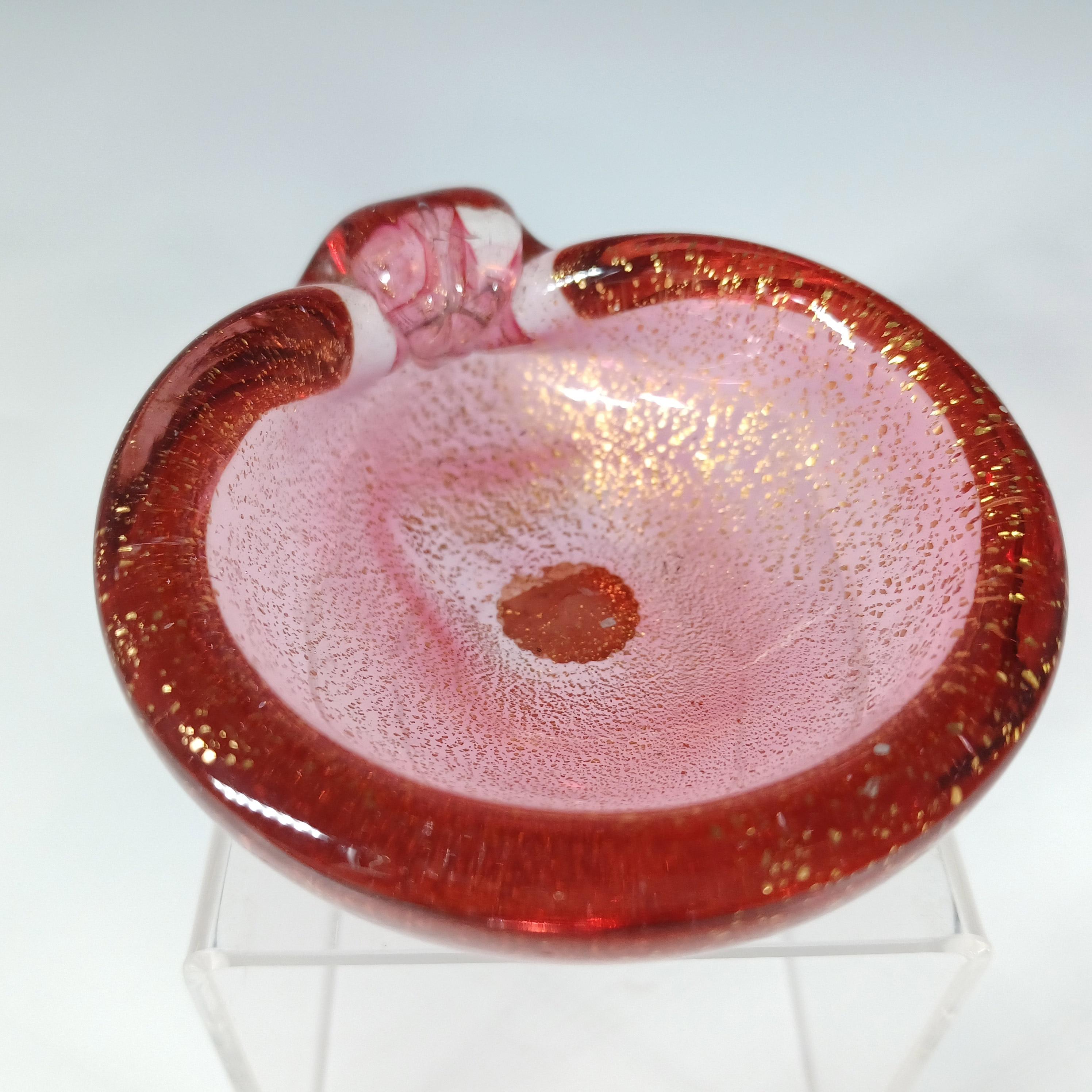 LABELLED Archimede Seguso Polveri Gold Leaf Glass Shell Bowl 1