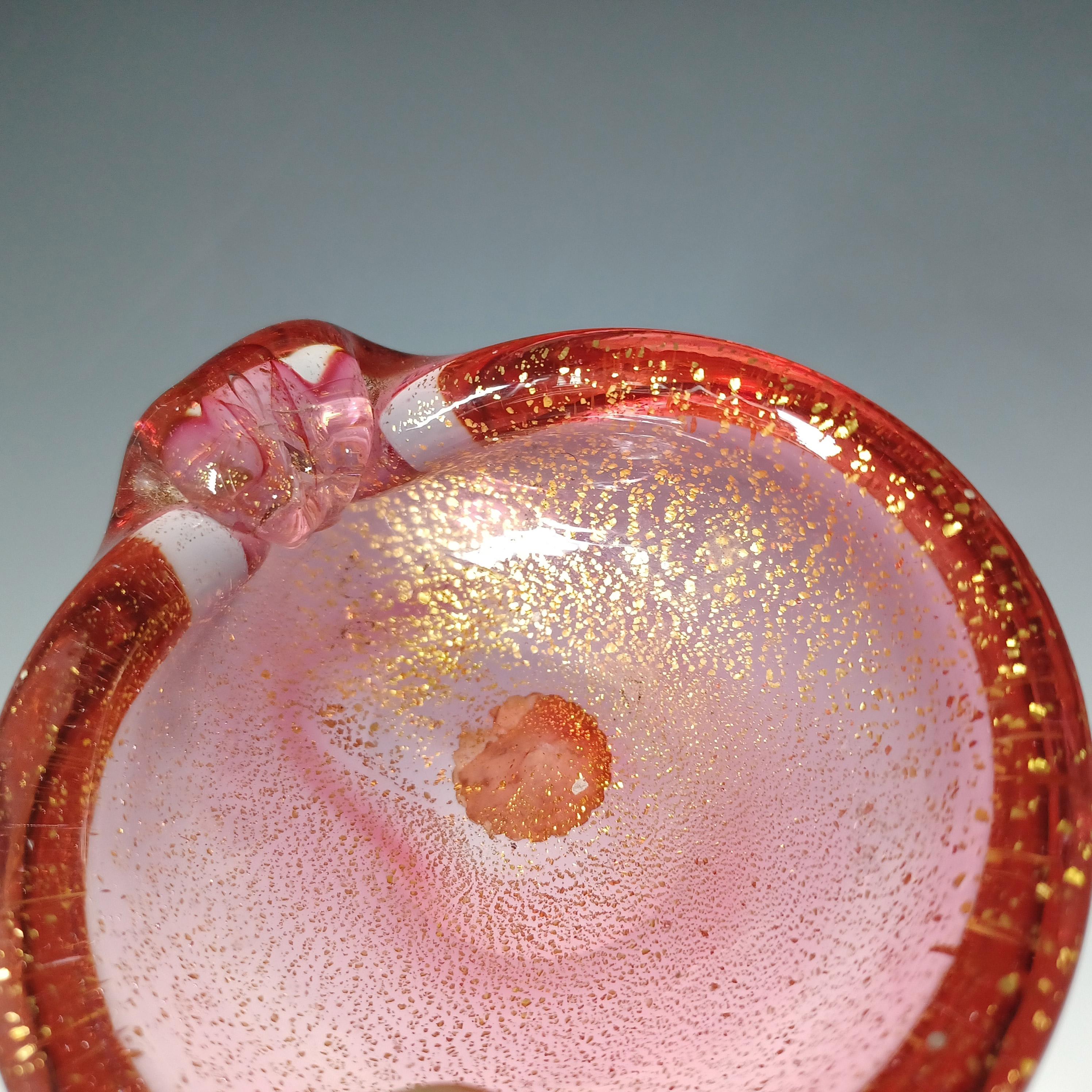 LABELLED Archimede Seguso Polveri Gold Leaf Glass Shell Bowl 2