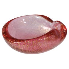 LABELLED Archimede Seguso Polveri Gold Leaf Glass Shell Bowl