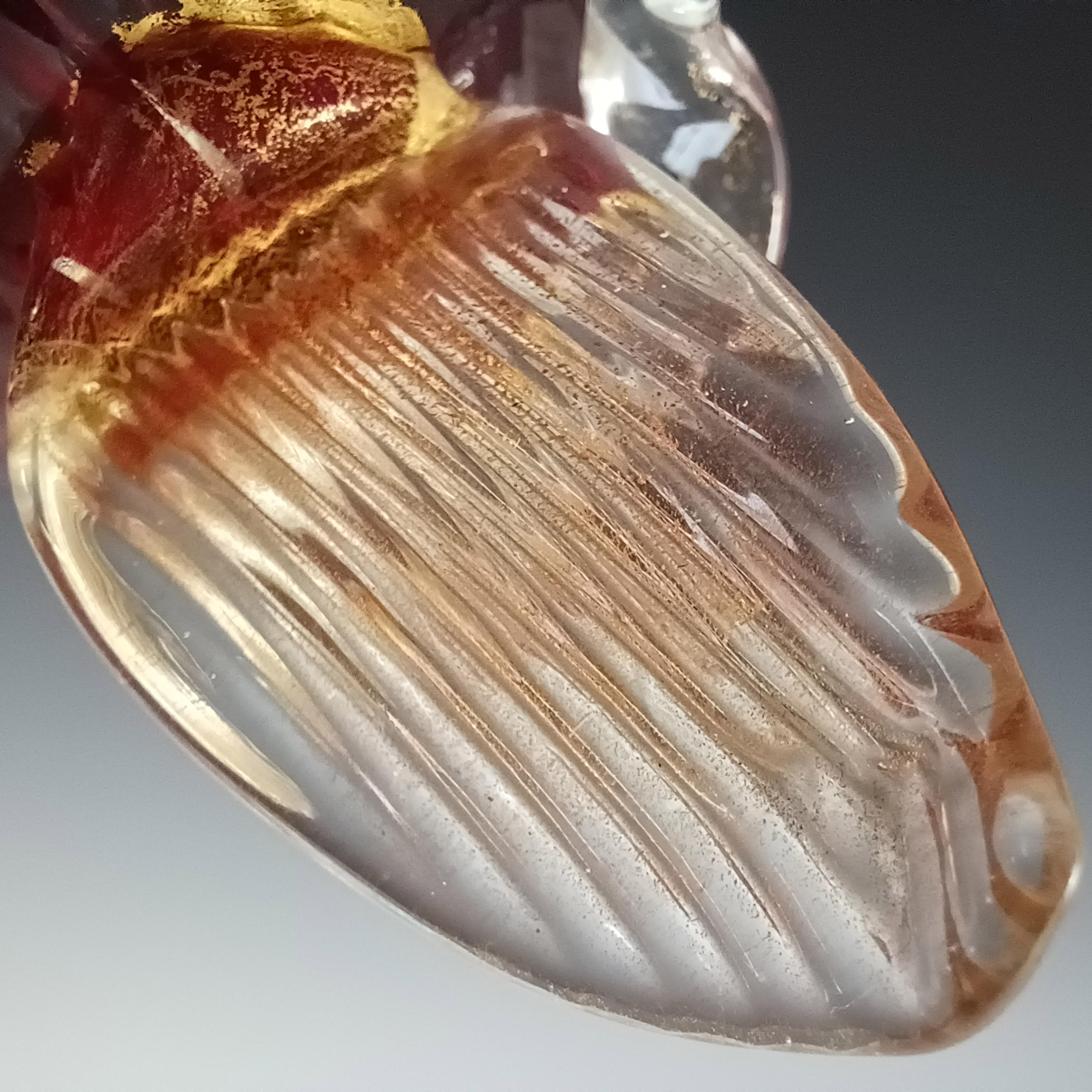LABELED AVEM Murano Rot & Blattgold Glas Füllhorn Vase im Angebot 2