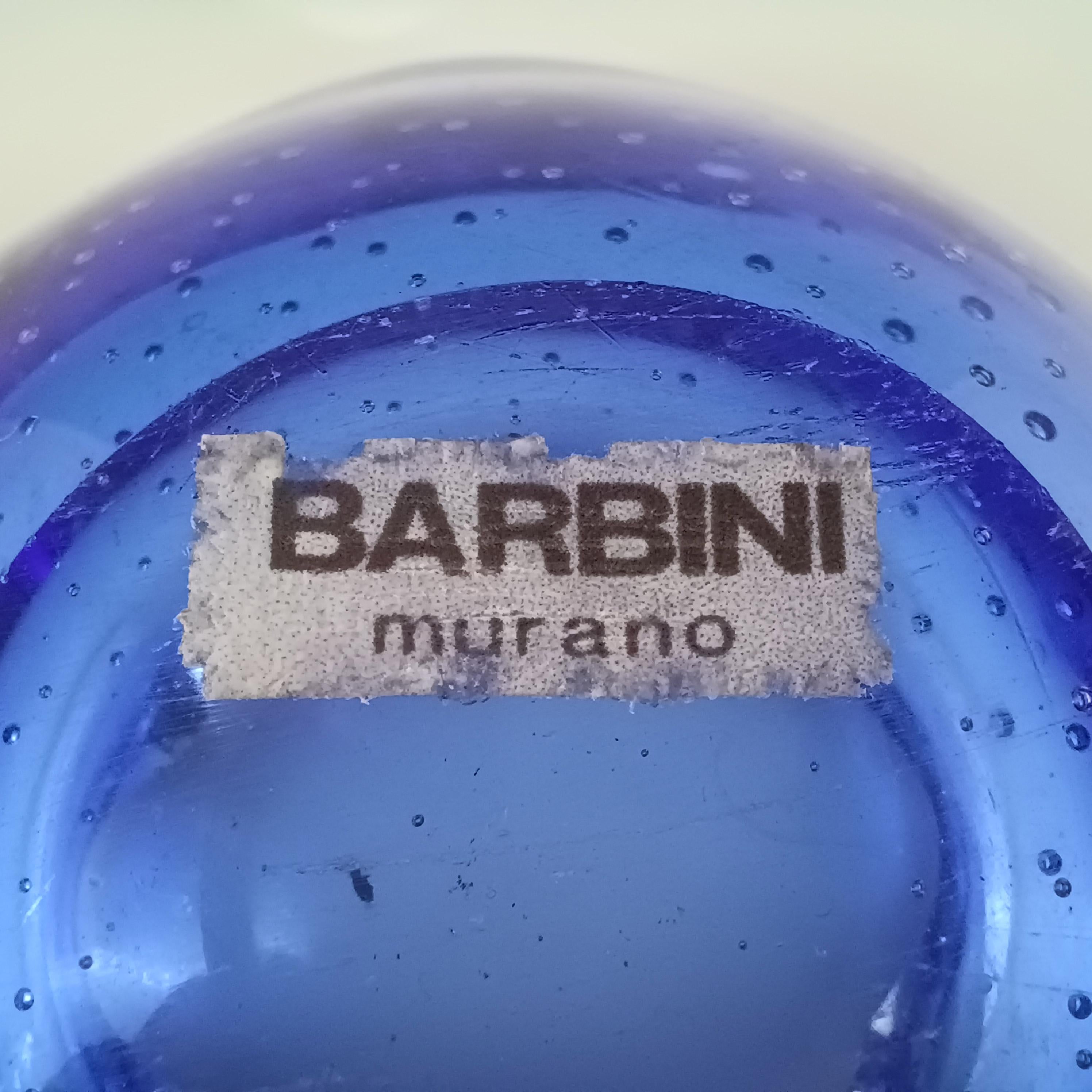 LABELLED Barbini Murano Biomorphe Schale aus blauem und klarem Blasenglas (Moderne der Mitte des Jahrhunderts) im Angebot