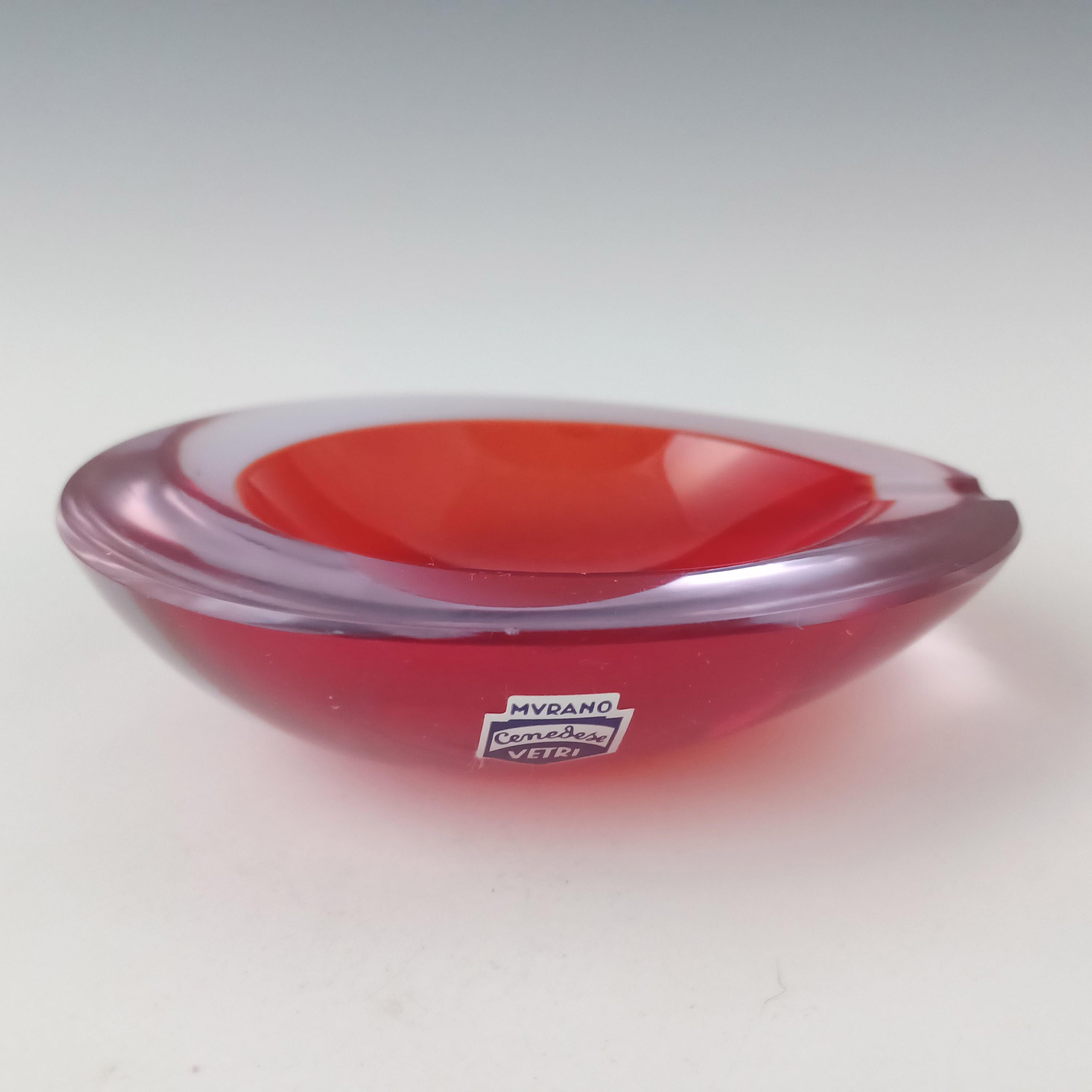 ETIQUETADO Cuenco geoda de cristal de Murano rojo y neodimio de Cenedese Moderno de mediados de siglo en venta