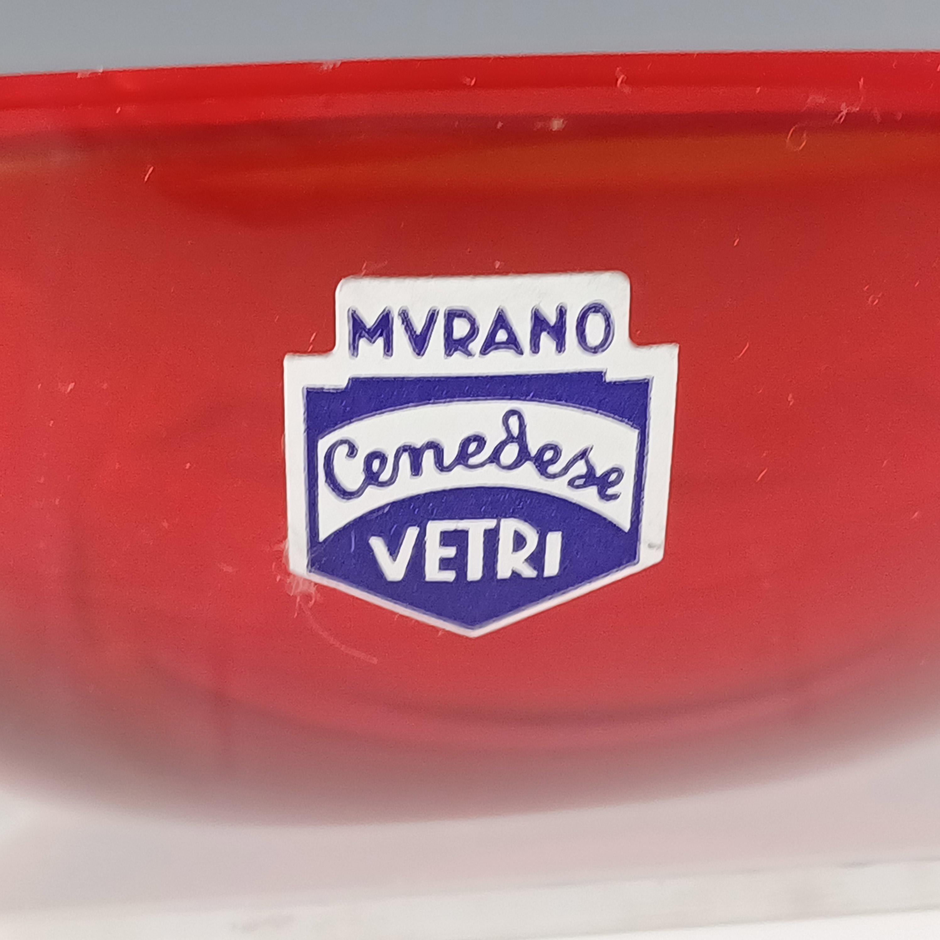ETIQUETADO Cuenco geoda de cristal de Murano rojo y neodimio de Cenedese Italiano en venta