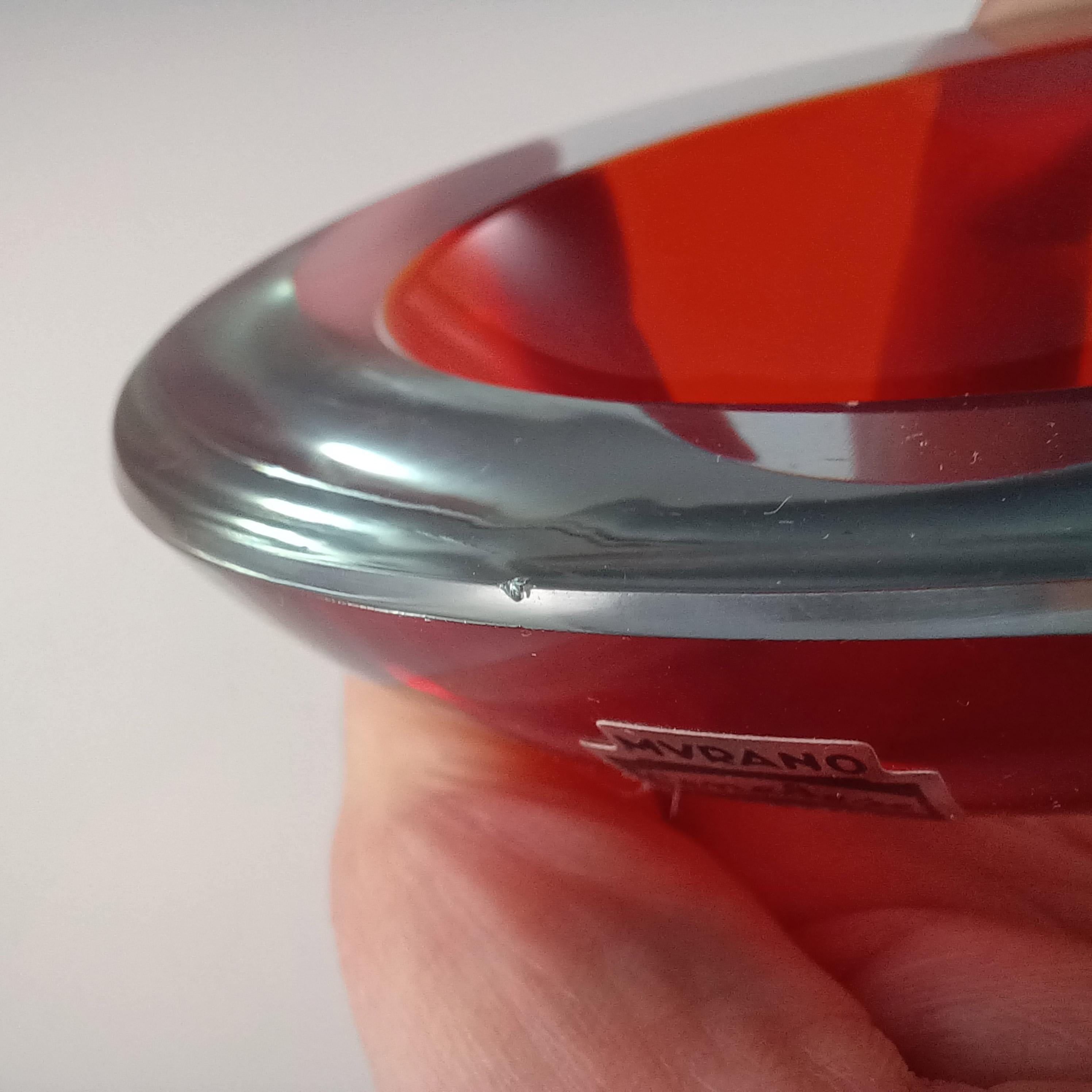 ETIQUETADO Cuenco geoda de cristal de Murano rojo y neodimio de Cenedese en venta 1