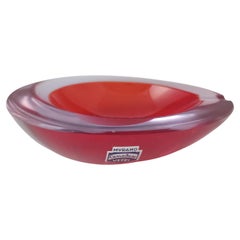 LABELLED Cenedese Murano Red & Neodymium Glass Geode Bowl