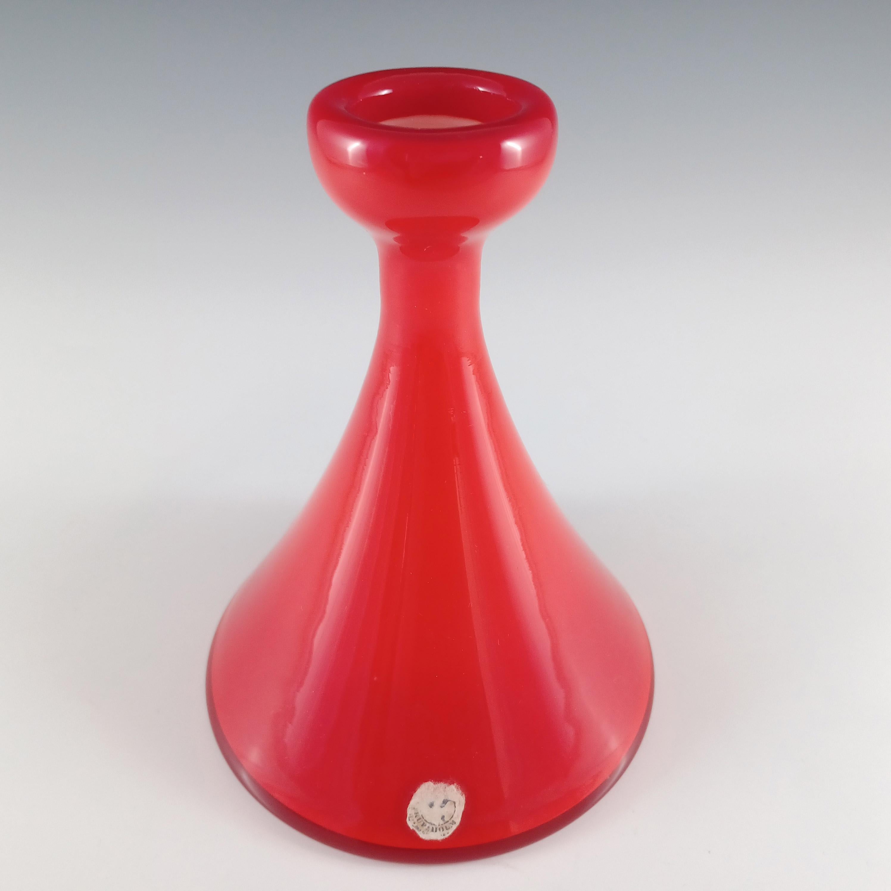 ETIQUETADO Holmegaard Carnaby Jarrón de cristal rojo de Per Lutken Danés en venta
