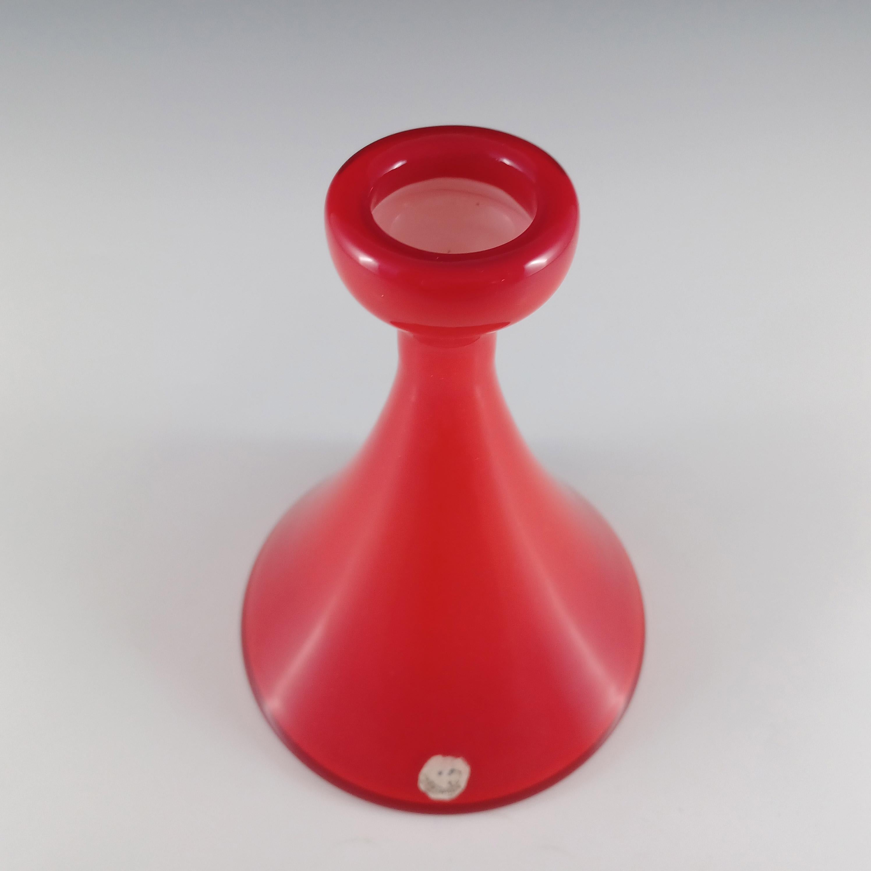 ETIQUETADO Holmegaard Carnaby Jarrón de cristal rojo de Per Lutken Hecho a mano en venta