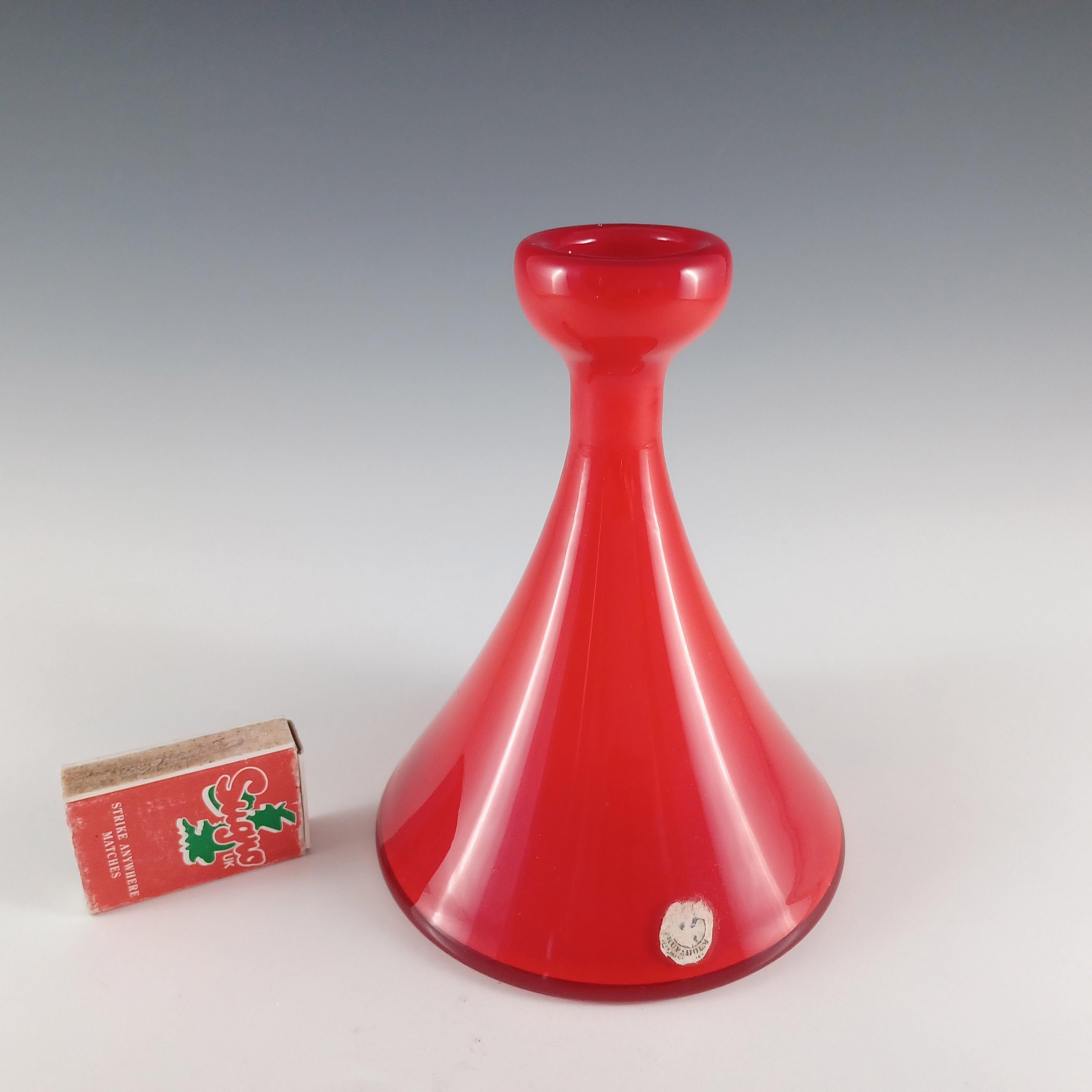 ETIQUETADO Holmegaard Carnaby Jarrón de cristal rojo de Per Lutken en venta 1