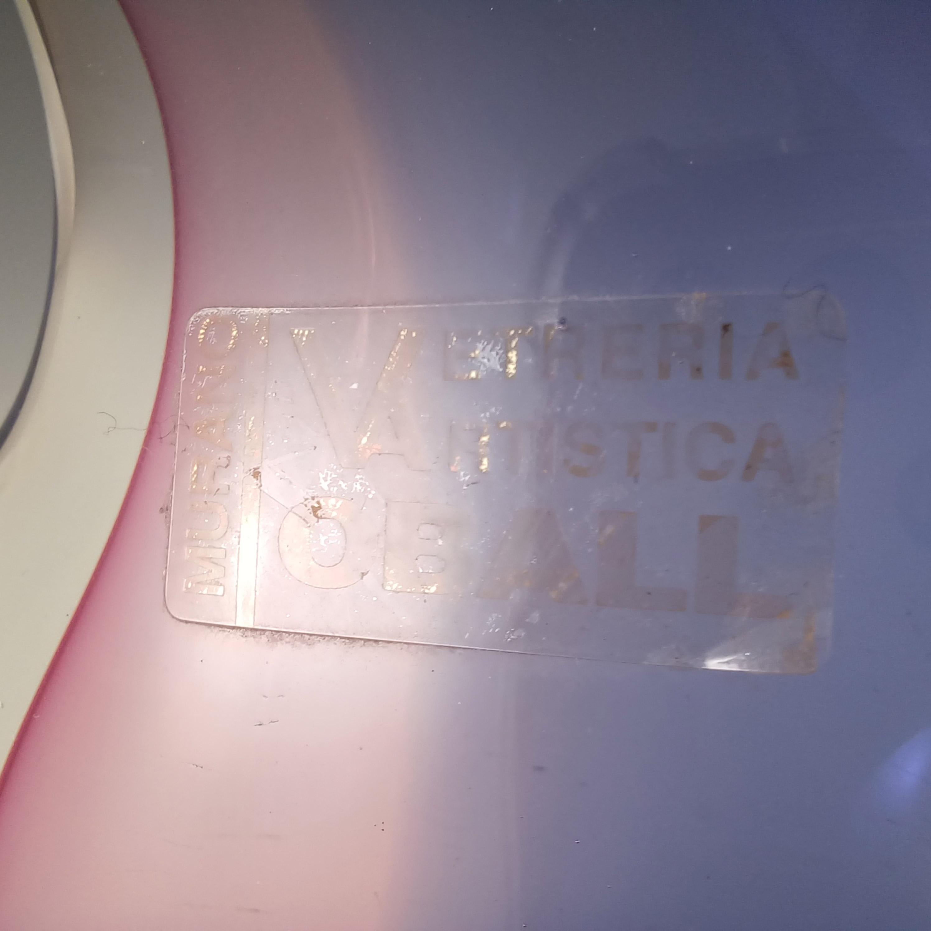 Mid-Century moderno Oball Oball Scultura di pesce in vetro blu e rosa di Murano etichettato in vendita