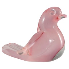 ETIQUETADO Oball Escultura de pájaro de cristal de Murano con estuche rosa