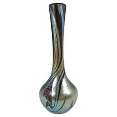 LABELLED Okra Black & Silver Iridescent Glass 'Merlins Web' Vase