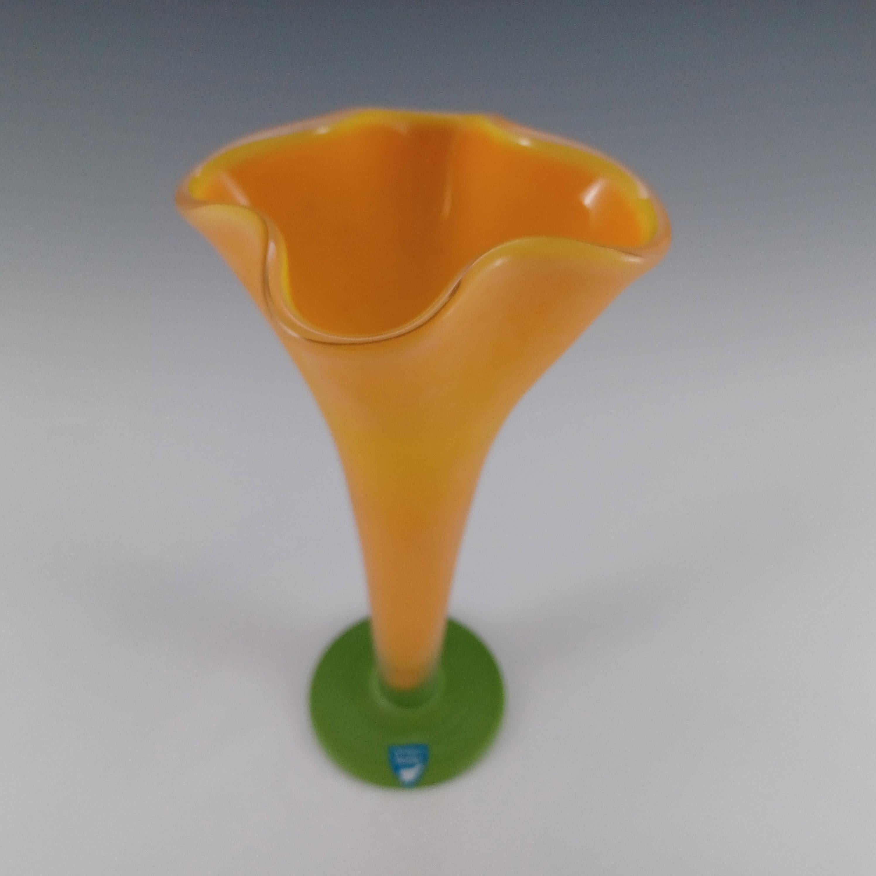Swedish LABELLED Orrefors Yellow Glass 'Chanterelle' Vase by Anne Nilsson For Sale
