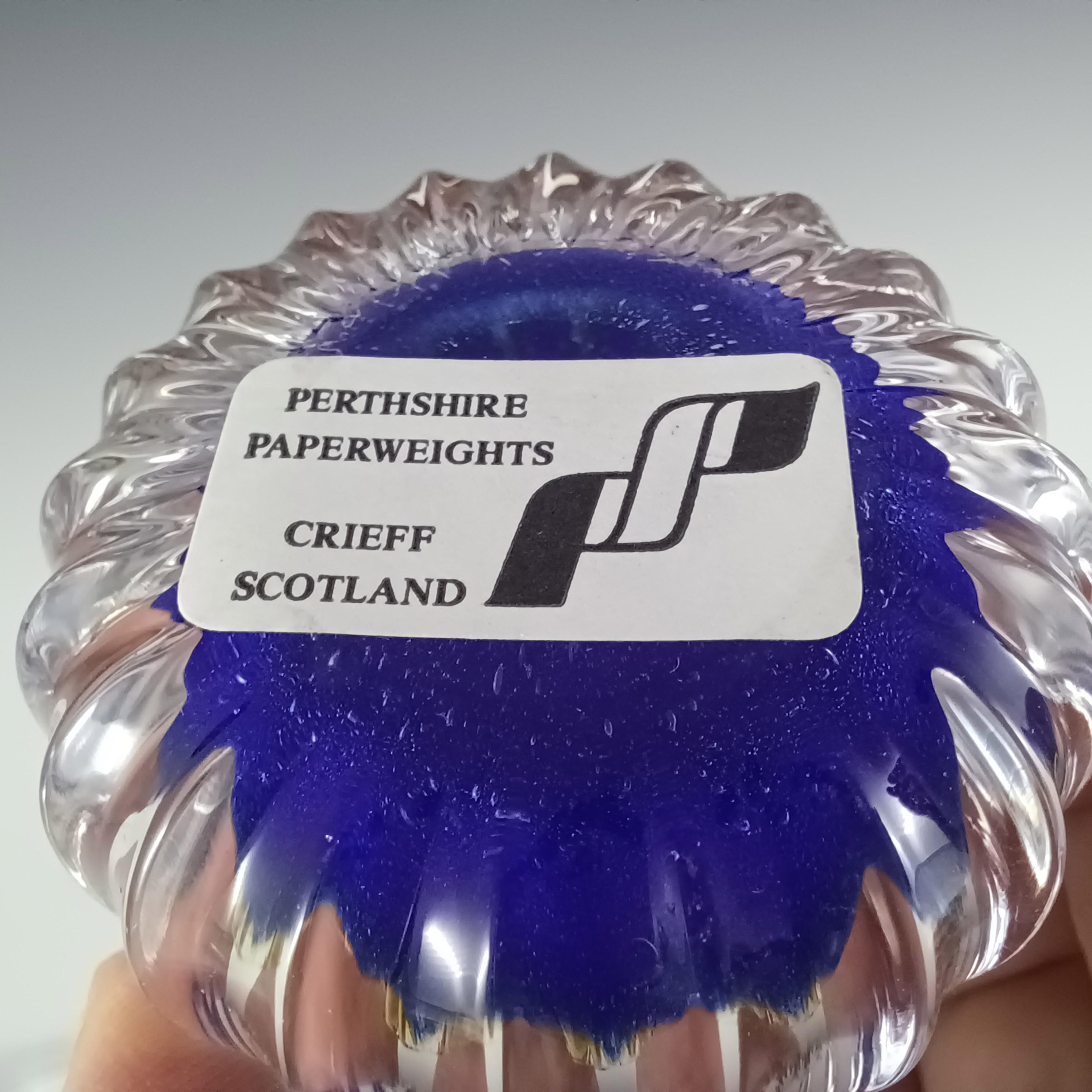 Presse-papiers Millefiori Star en verre bleu du Perthshire LABELLED 2
